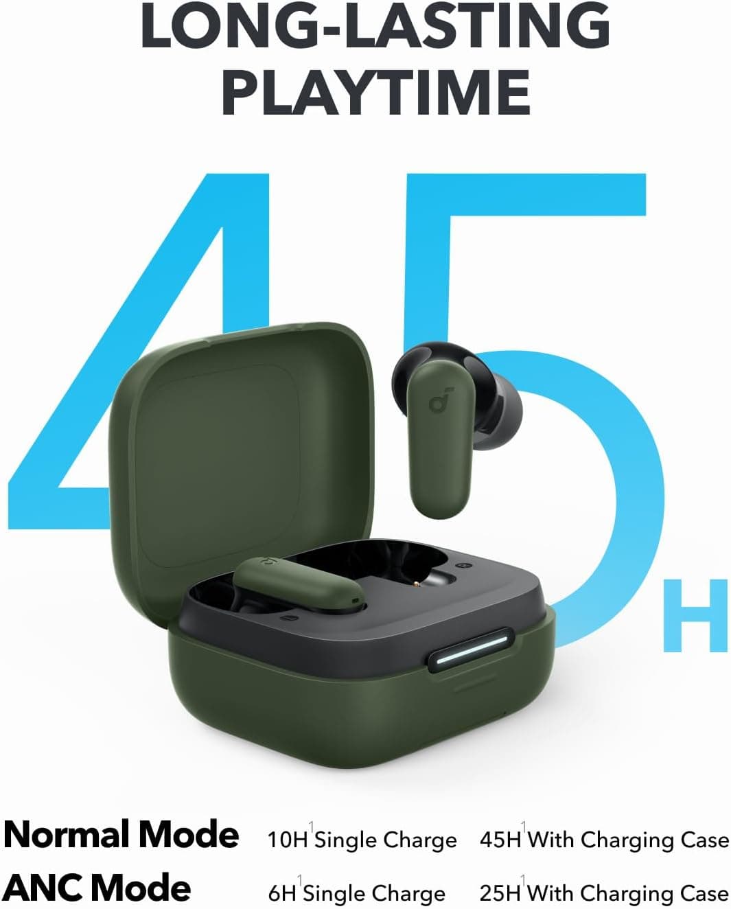 Amazon.com: Soundcore P30i by Anker Noise Cancelling Earbuds, Strong and Smart Noise Cancelling, Powerful Bass, 45H Playtime, 2-in-1 Case and Phone Stand, IP54, Wireless Earbuds, Bluetooth 5.4 (Green) : Electronics - Image 5