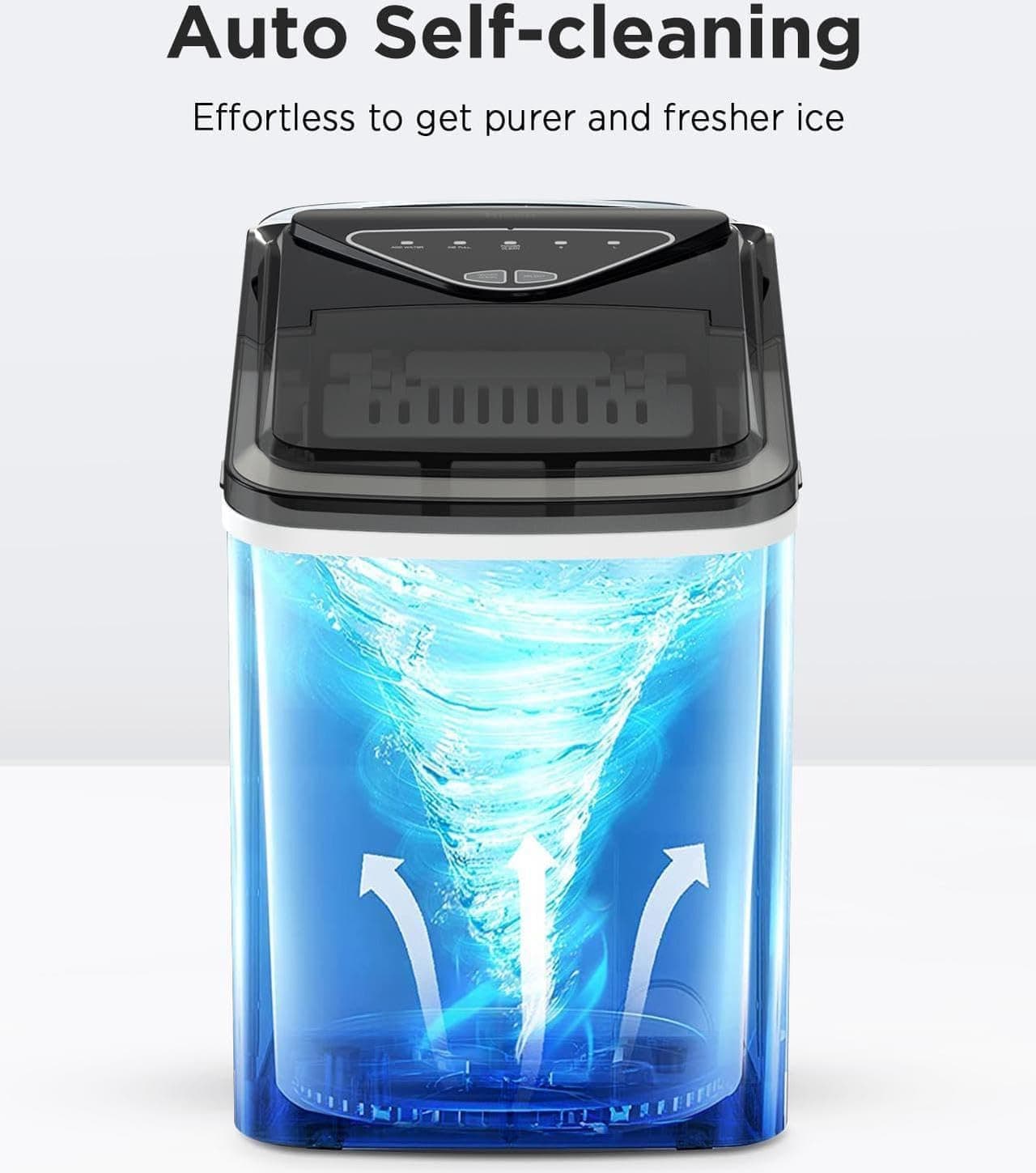 Totnz Countertop Ice Maker Machine, 26lbs in 24Hrs, 9 Ice Cubes Ready in 6 Mins, Auto-Cleaning Portable Ice Maker with Basket and Scoop, for Home/Kitchen/Camping/RV Ink Black 26lbs - Image 6