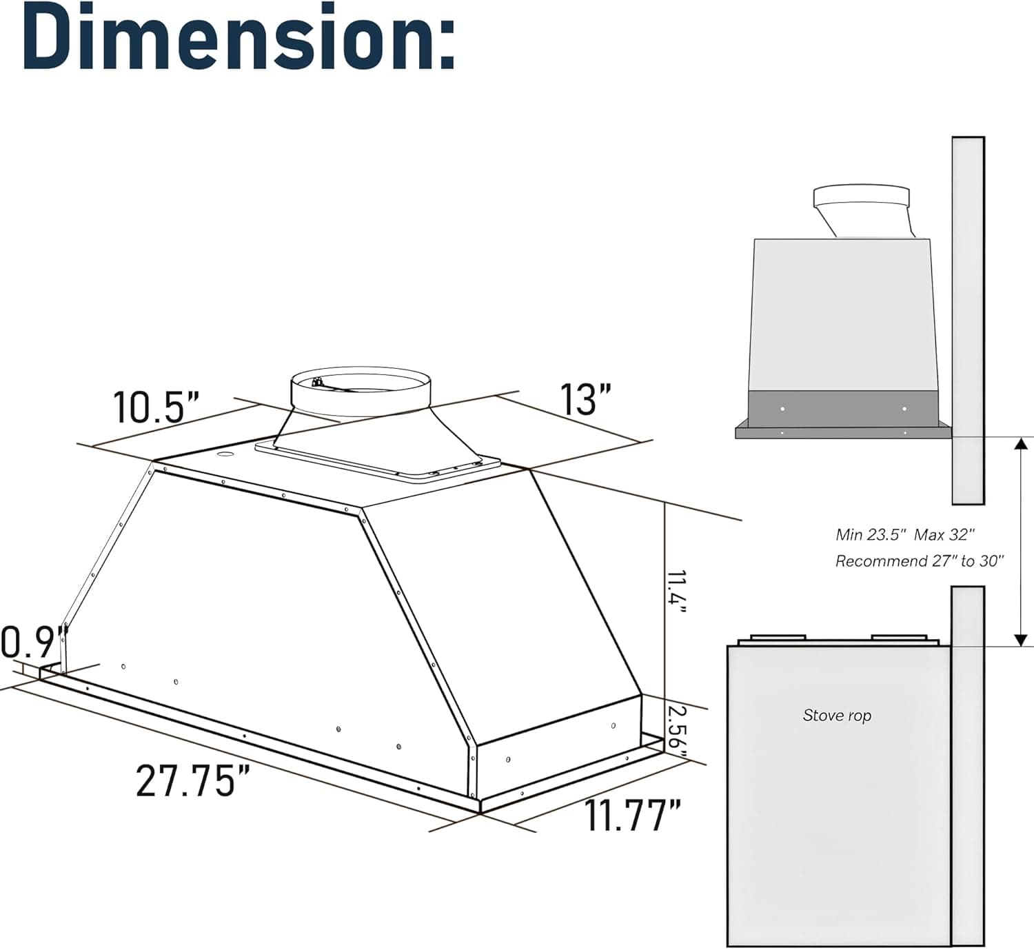 IKTCH 30 inch Built-in/Insert Range Hood 900 CFM, Ducted/Ductless Convertible Duct, Stainless Steel Kitchen Vent Hood with 4 Speed Gesture Sensing&Touch Control Panel(IKB01-30) 30" 900CFM Stainless Steel - Image 6