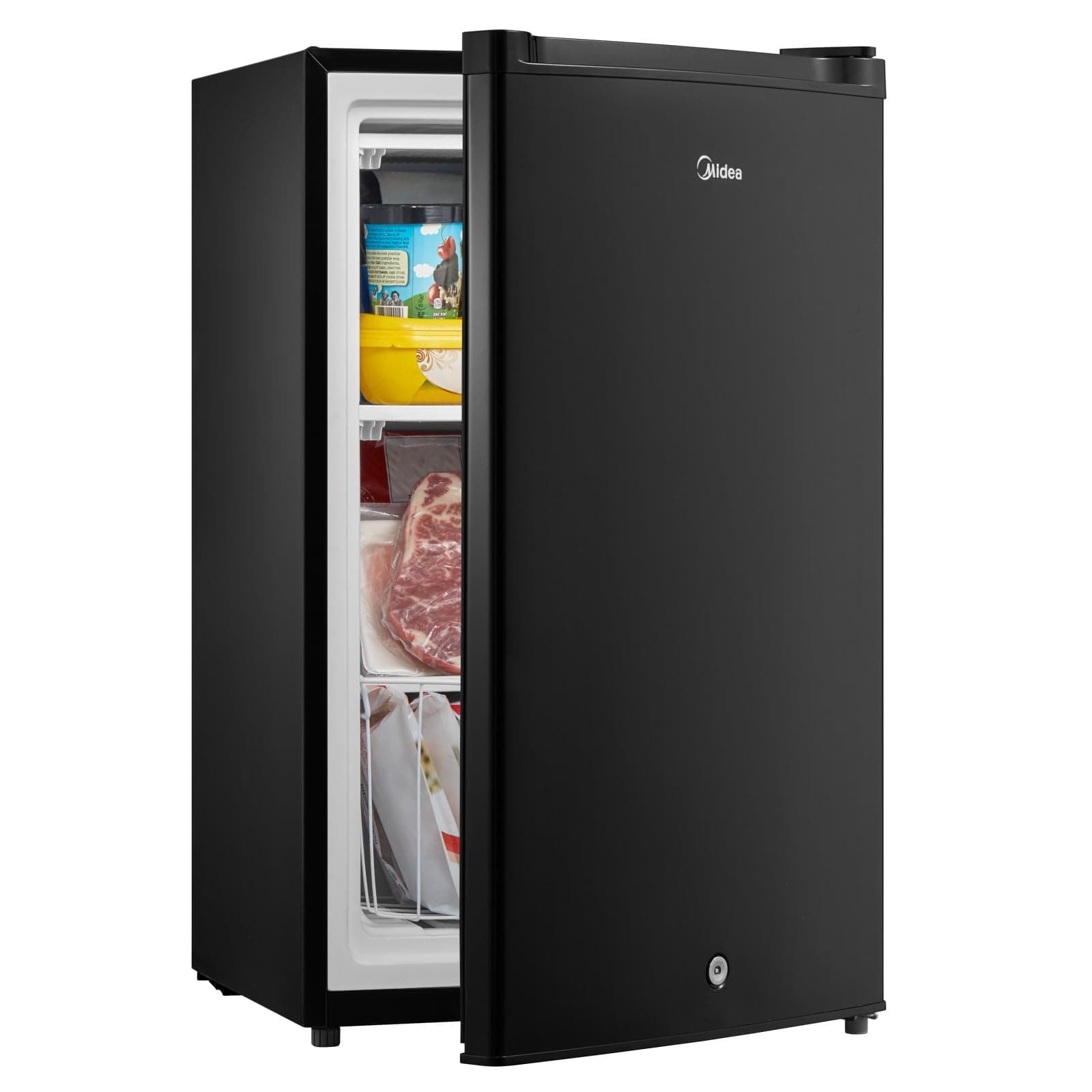 Midea MRU03M2ABB Upright Freezer Large Black, 3.0 Cubic Feet Black 3.0 Cubic Feet