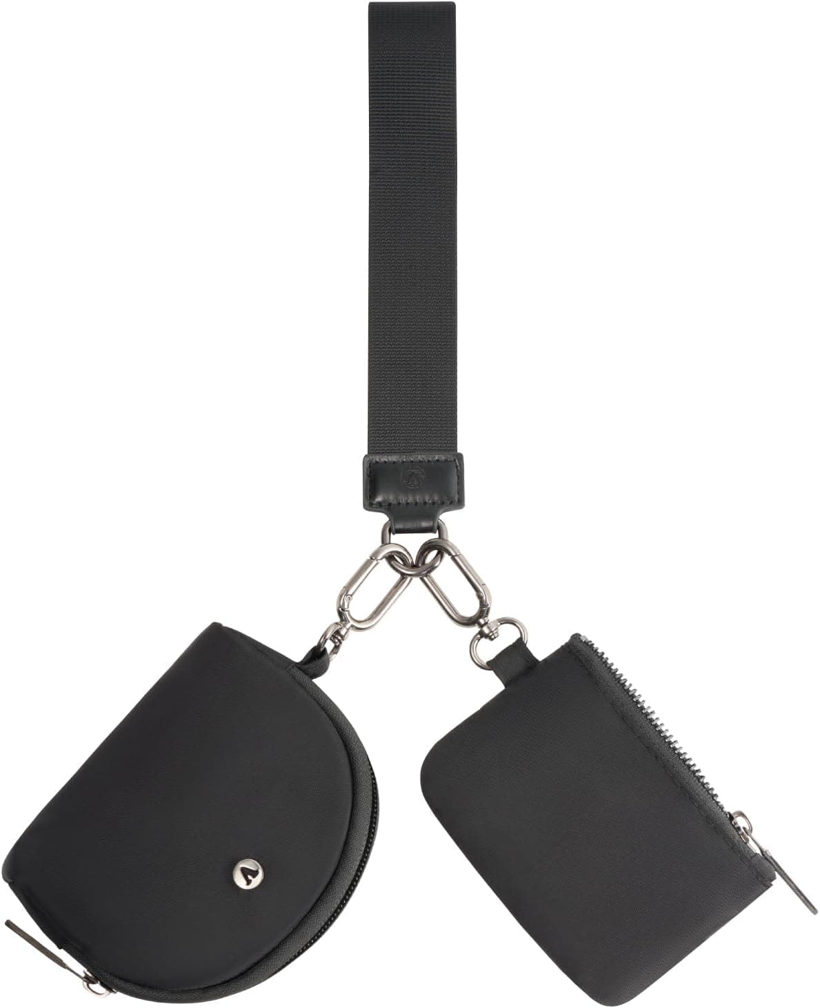 KeyChain Wallet Wristlet Wallets For Women Mini Zip Dual Pouch Wristlet black+black - Image 8