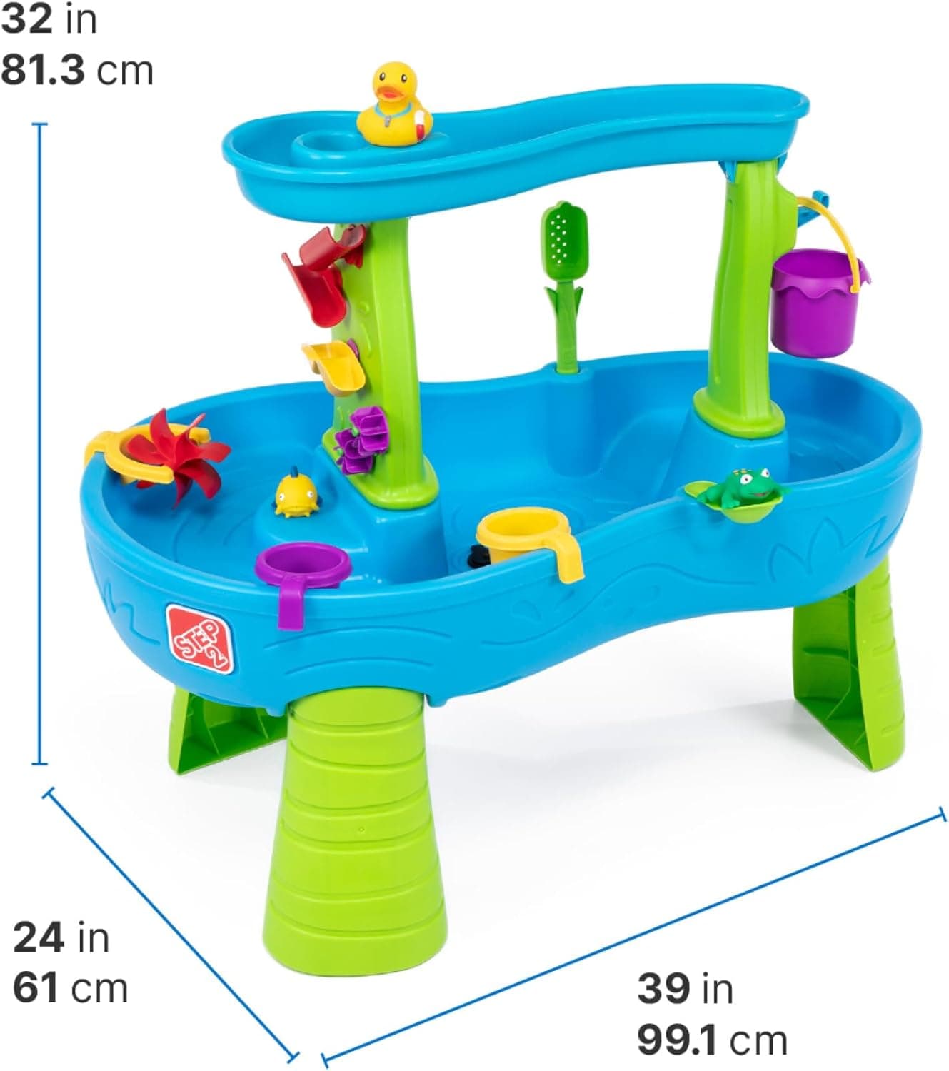 Step2 Rain Showers Splash Pond Water Table, Kids Water and Sand Activity Sensory Playset, Summer Outdoor Toys, 13 Piece Water Toy Accessories, For Toddlers 1.5+ Years Old, Blue & Green - Image 4