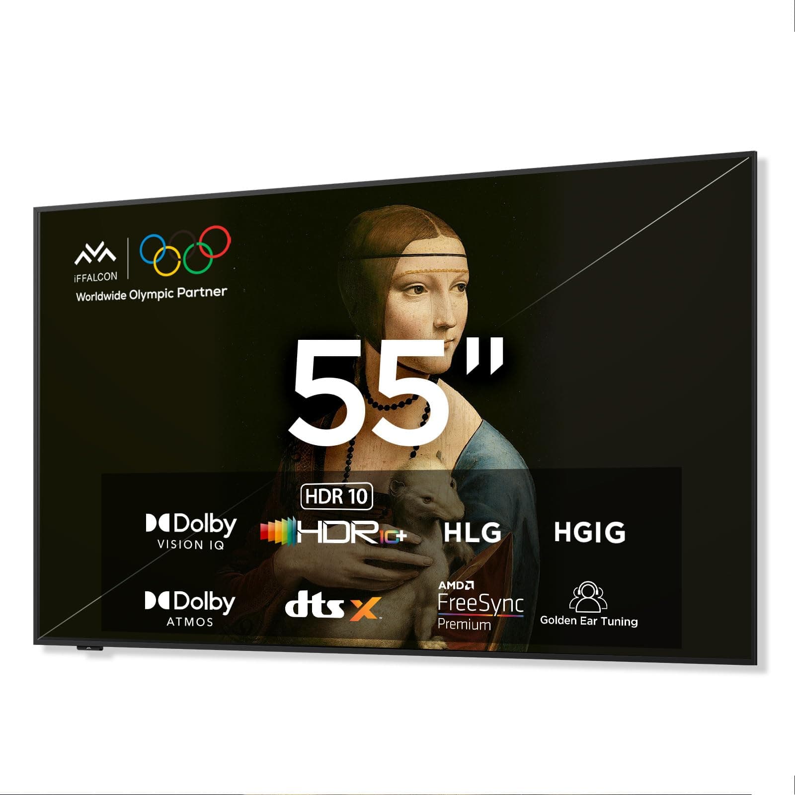 iFFALCON 55-Inch Class QLED 4K Smart TV, Ultra-Slim Picture Frame TV, 144Hz, HDR, Art Mode w/AI Art, Wide Color Gamut, Dolby Vision IQ, Dolby Atmos, Google Assistant Voice Remote(55F75, 2025 Model) 55-Inch Mural TV