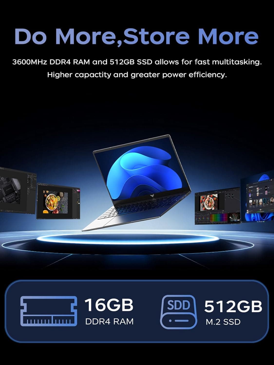 Laptop, Laptop Computer with Intel N97 Processor(Up to 3.6GHz), 16GB DDR4 512GB SSD Windows 11 Laptop for Home Business and Student, 1080P, USB3.2,Long Battery Life - Image 5
