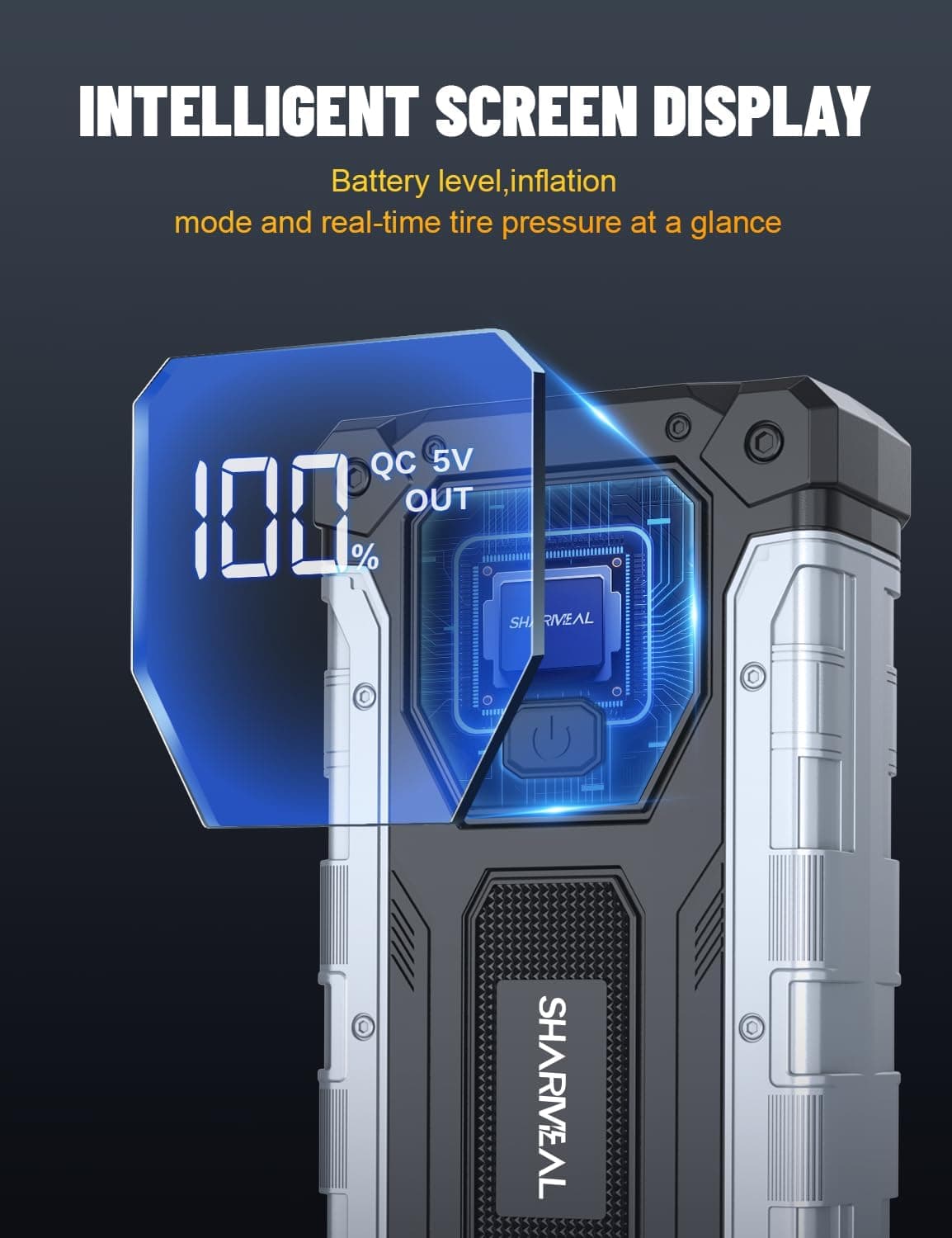 Sharmeal Arrancador de Coche 5000A, Paquete de Batería para Arranque de 10.0L Gas y 9.0L Diésel, Caja de Arranque Portátil de 12V con Luz LED - Image 6