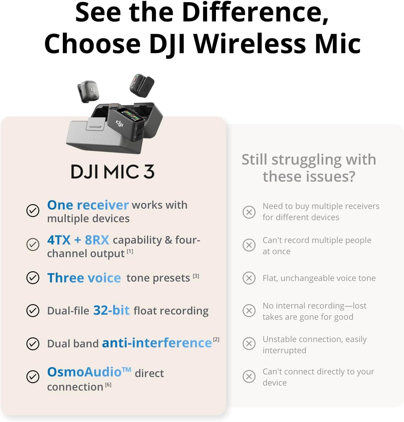 DJI Mic 3 (2 TX + 1 RX + Charging Case), Wireless Microphone for iPhone/Camera/Android, Ultralight, Adaptive Gain Control for Balanced Volume, Dual Band Anti-Interference, 28hrs Use, Vlog - Image 7