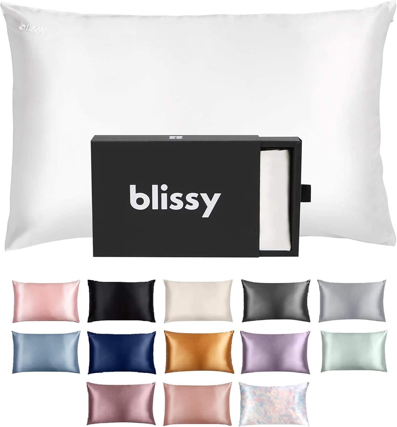 Blissy Silk Pillowcase - 100% Pure Mulberry Silk - 22 Momme 6A High-Grade Fibers - Silk Pillow Cover for Hair & Skin - Regular, Queen & King (Blissy White, Standard) Blissy White Standard - Image 2