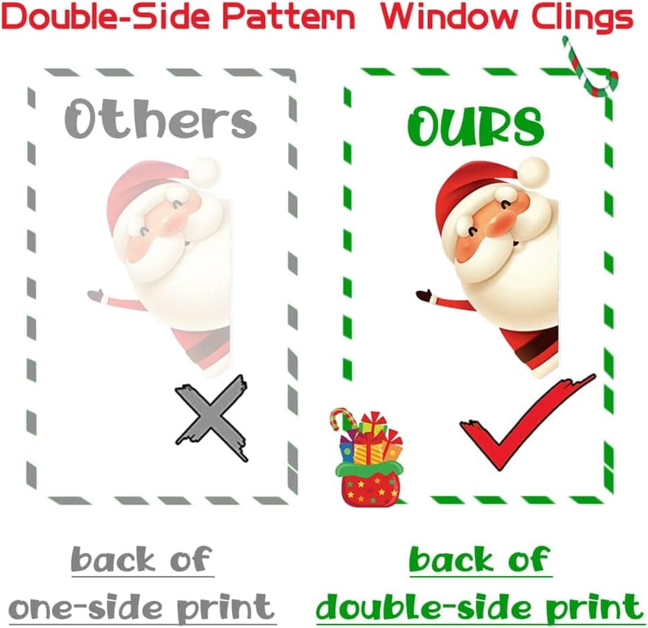 XIMISHOP 82PCS Christmas Snowflake Window Clings Stickers for Glass, Xmas Decals Christmas Decorations Indoor Holiday Snowflake Santa Claus Reindeer Decals for Party - Image 5