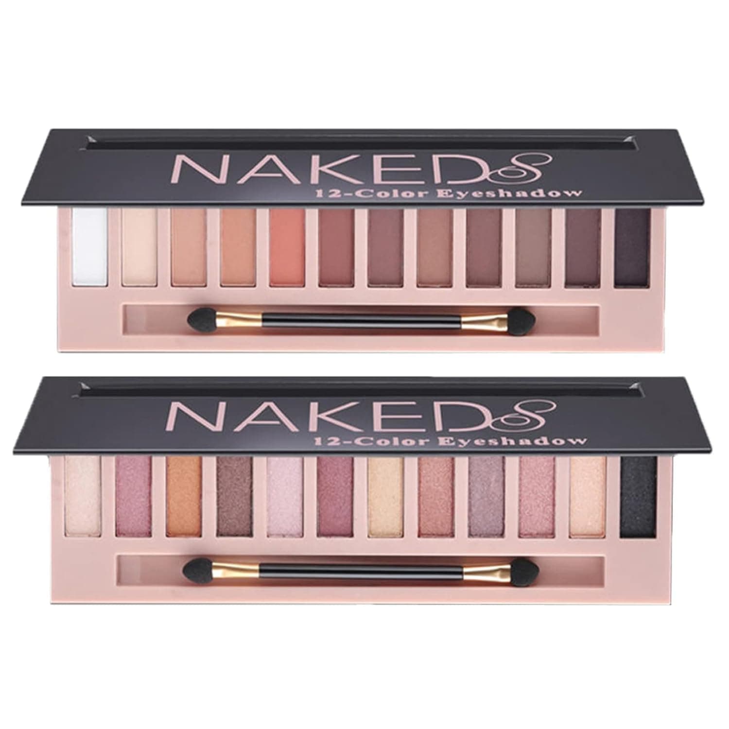 BestLand 2 Pack 12 Colors Makeup Nude Colors Eyeshadow Palette Natural Nude Matte Shimmer Glitter Pigment Eye Shadow Pallete Set Waterproof Smokey Professional Beauty Makeup Kit (2 PCS) Matte + Shimmer - Image 2