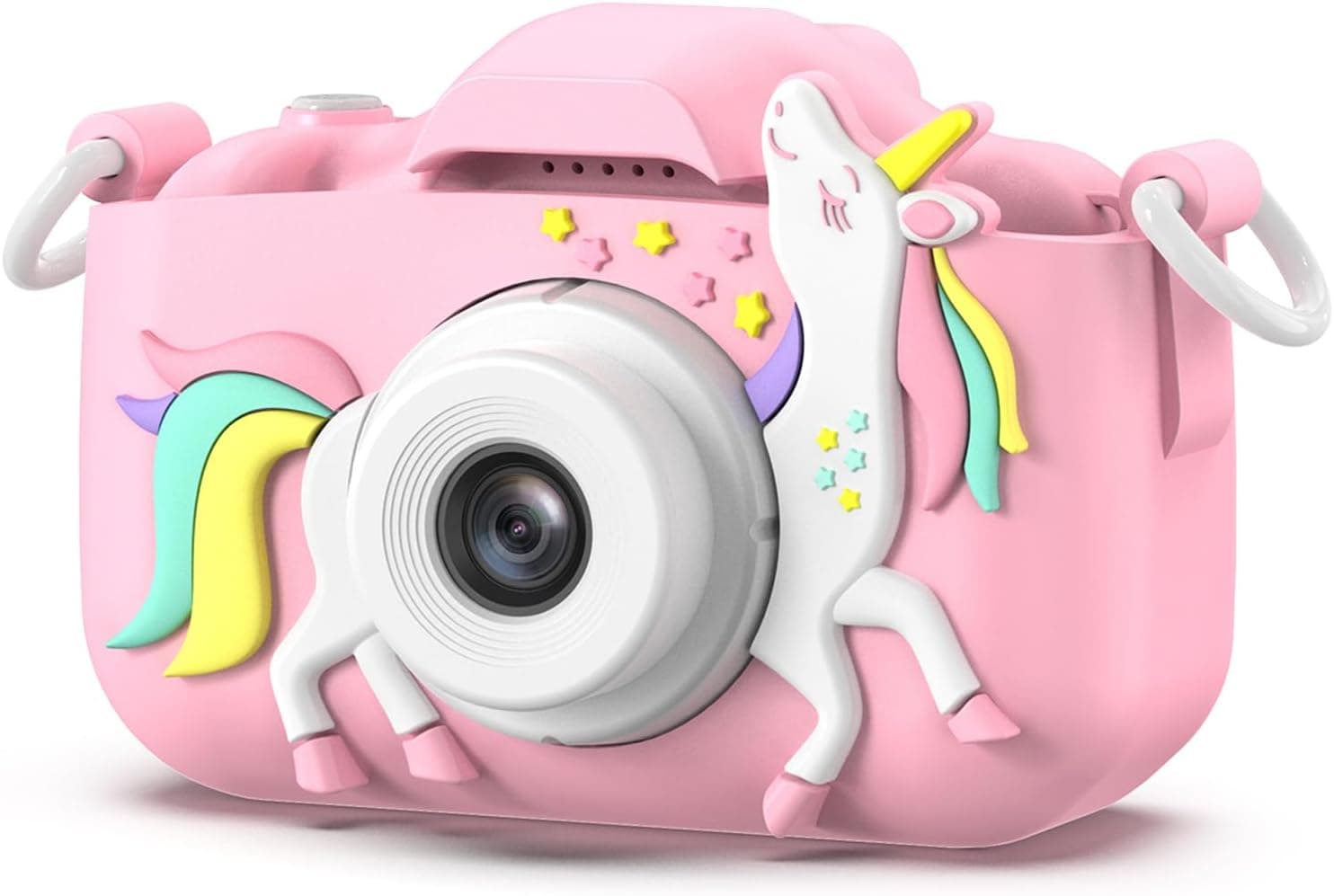 Goopow Kids Camera Toys for 3-8 Year Old Girls Boys,Children Digital Video Camcorder Camera with Cartoon Soft Cover, Best Chritmas Birthday Festival Gift for Kids - 32G SD Card Included Pink-DJS - Image 2