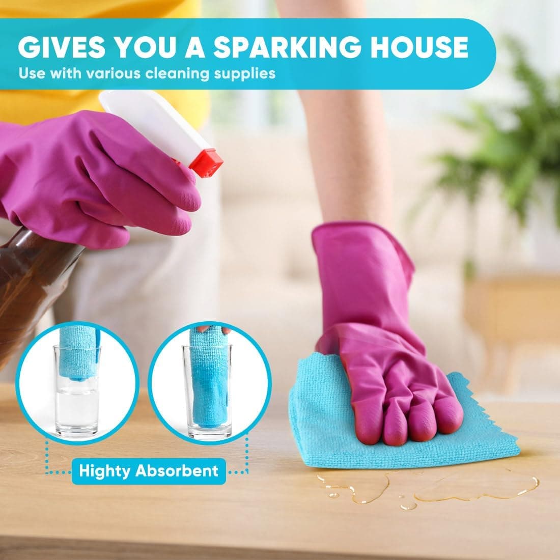 Orighty Microfiber Cleaning Cloth, 24 Pack Highly Absorbent Cleaning Rags, Household Cleaning Supplies, Reusable Lint Free Cloths Microfiber Rag for House, Kitchen, Car Care, 12x11 inch Multicolor 24 Pack - Image 4