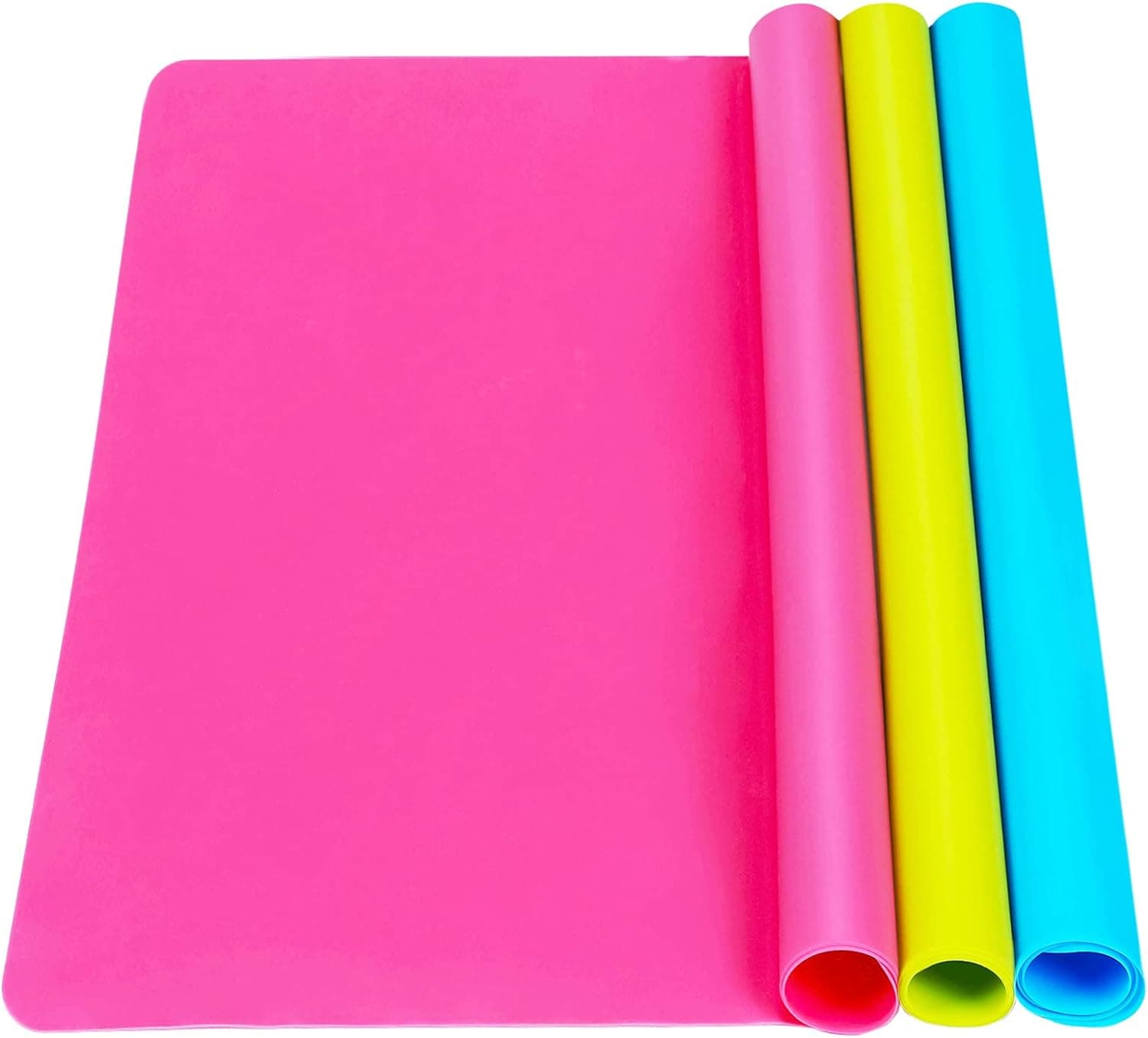 3 Pack Silicone mat Large Silicone Sheets for Crafts, Liquid, Resin Jewelry Casting Molds Mat, Silicone Placemat 15.7” x 11.8” (Blue & Rose Red & Green) - Image 2