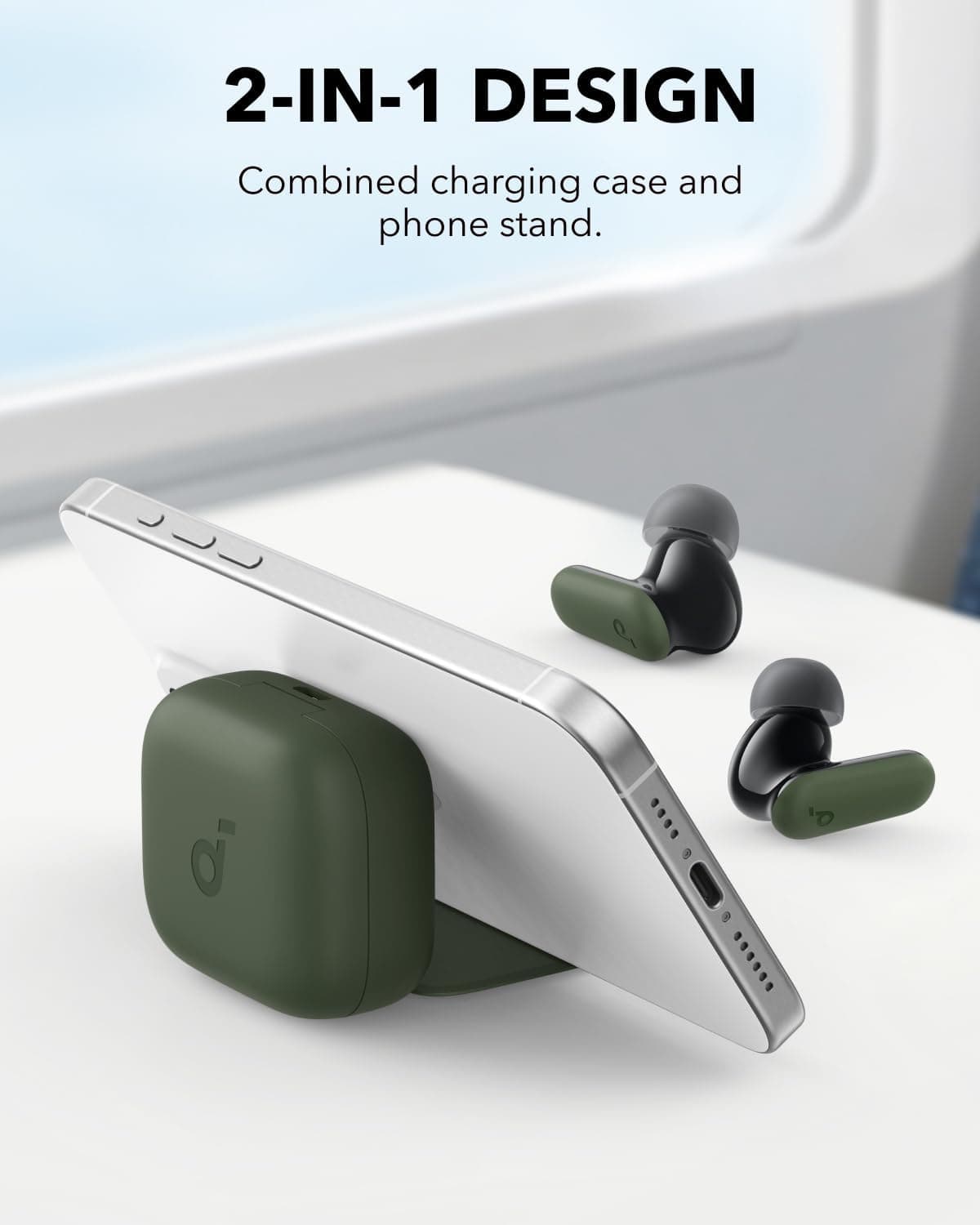 Amazon.com: Soundcore P30i by Anker Noise Cancelling Earbuds, Strong and Smart Noise Cancelling, Powerful Bass, 45H Playtime, 2-in-1 Case and Phone Stand, IP54, Wireless Earbuds, Bluetooth 5.4 (Green) : Electronics - Image 2