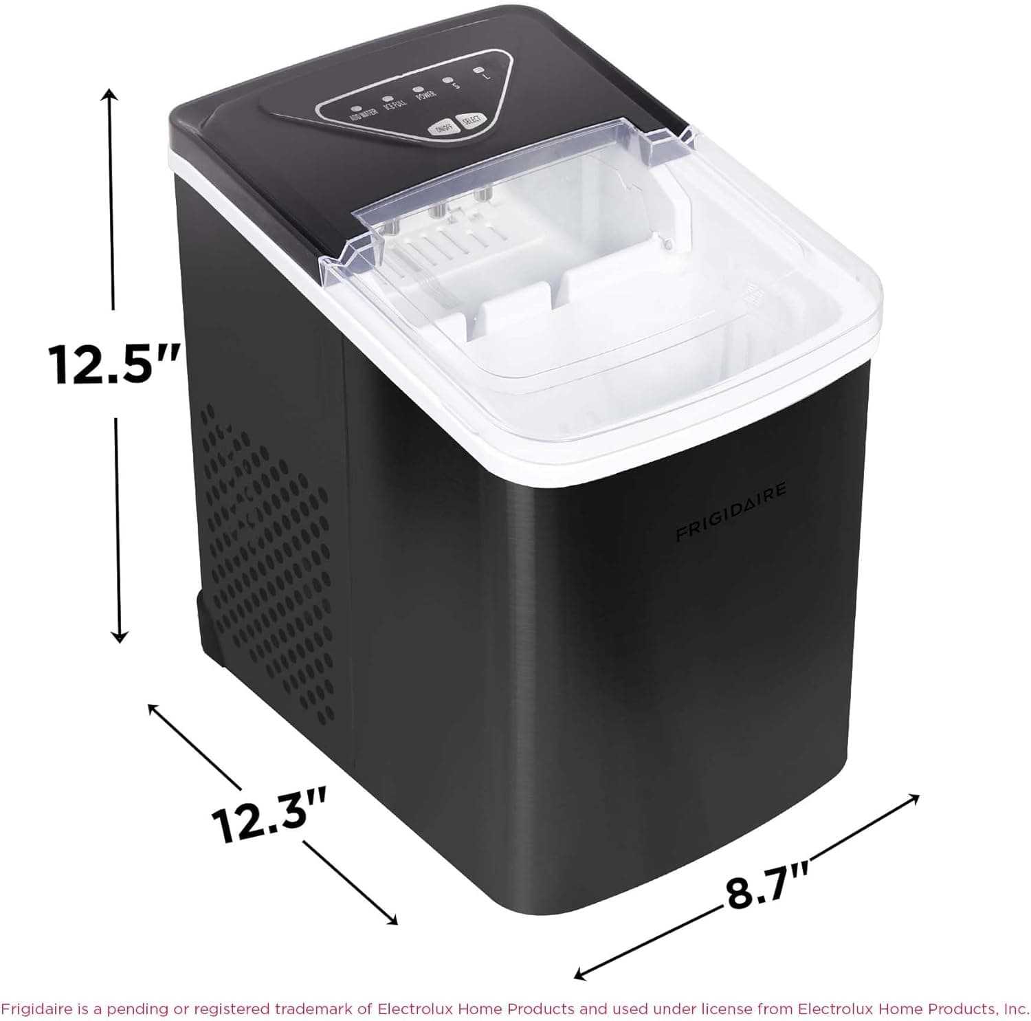 Frigidaire EFIC123-SSBLACK Compact Countertop Ice Maker, 26lbs of Ice per Day, Black Stainless Black Stainless Maker - Image 5
