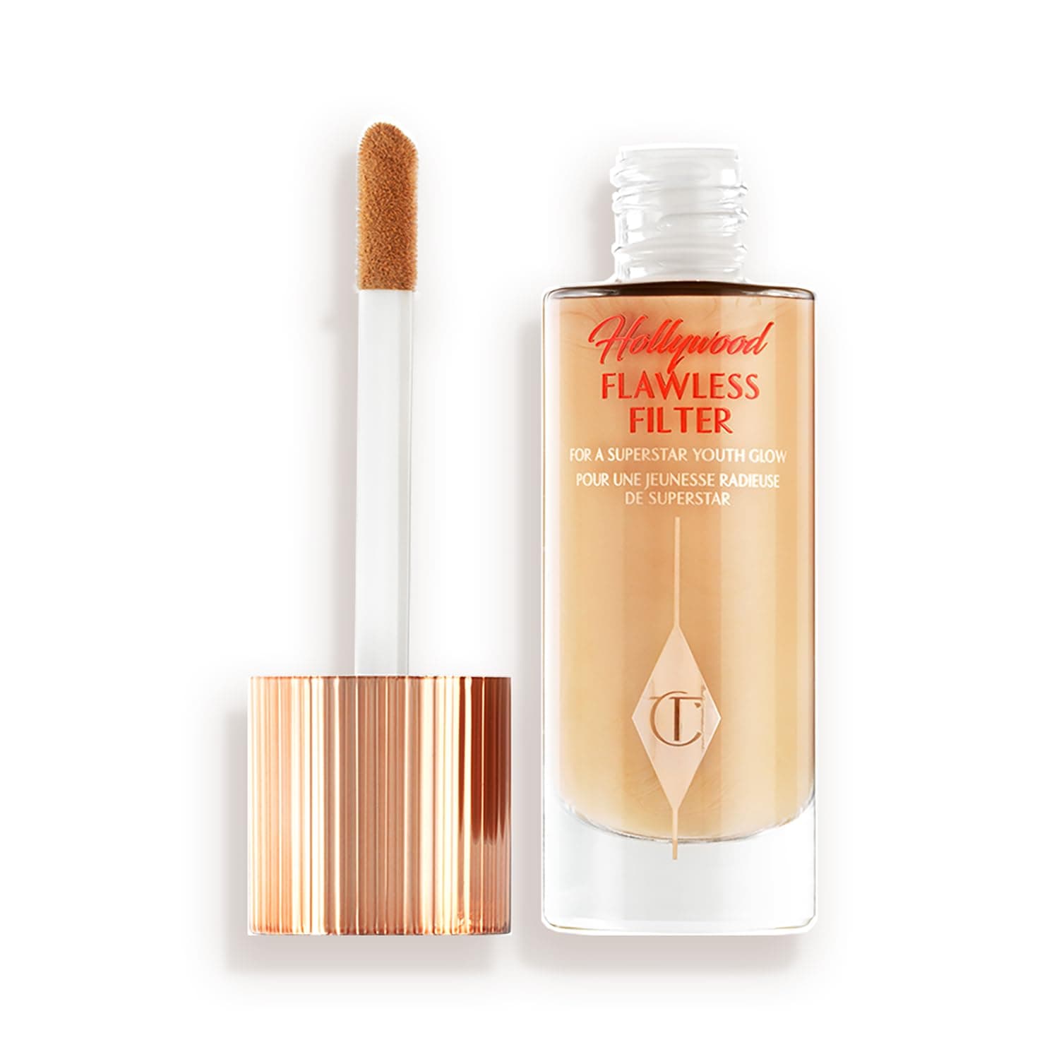 Charlotte Tilbury Hollywood FlawlessFilter - Multi‑Use Makeup Primer, Complexion Booster & Illuminating Liquid Highlighter with Sheer Coverage - Smooths & Blurs Skin 2.5 Fair - Golden beige shade for light skin tones - Image 2