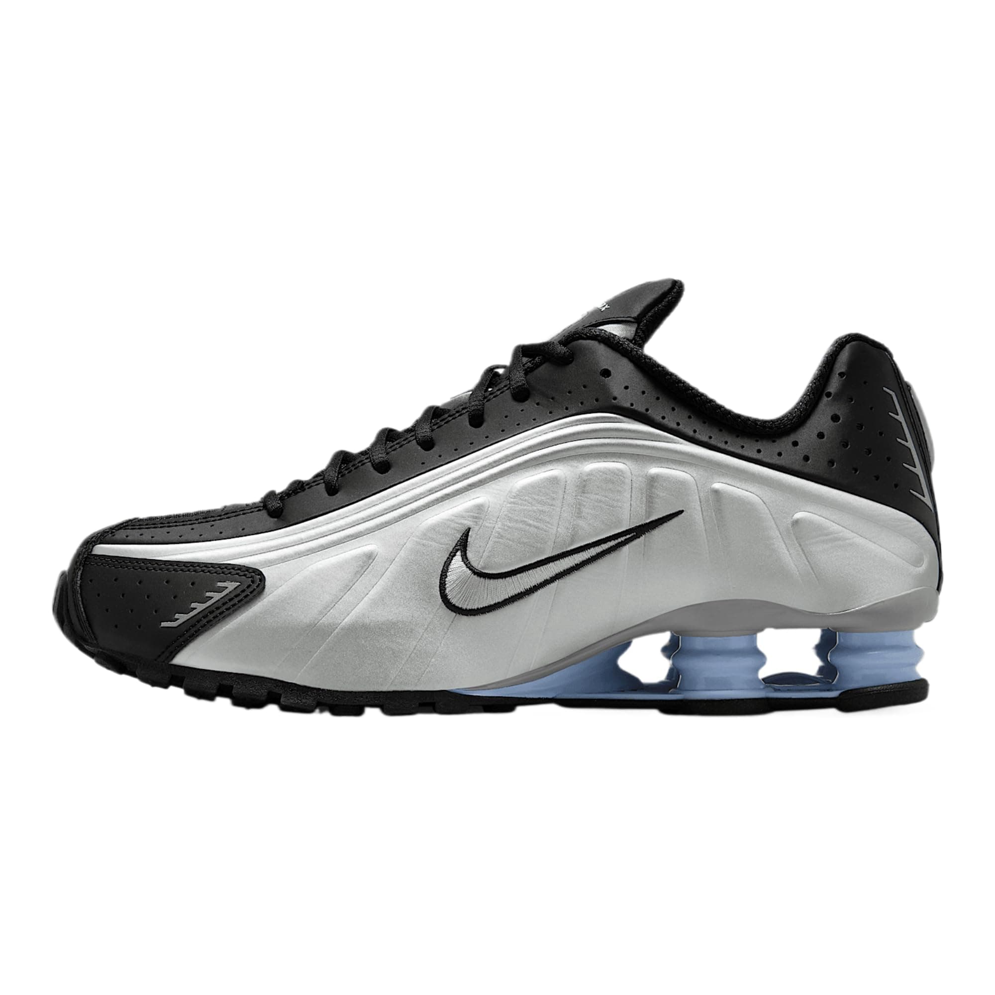 Nike Men's Shox R4 Trainers 11.5 Metallic Silver Metallic Silver Black