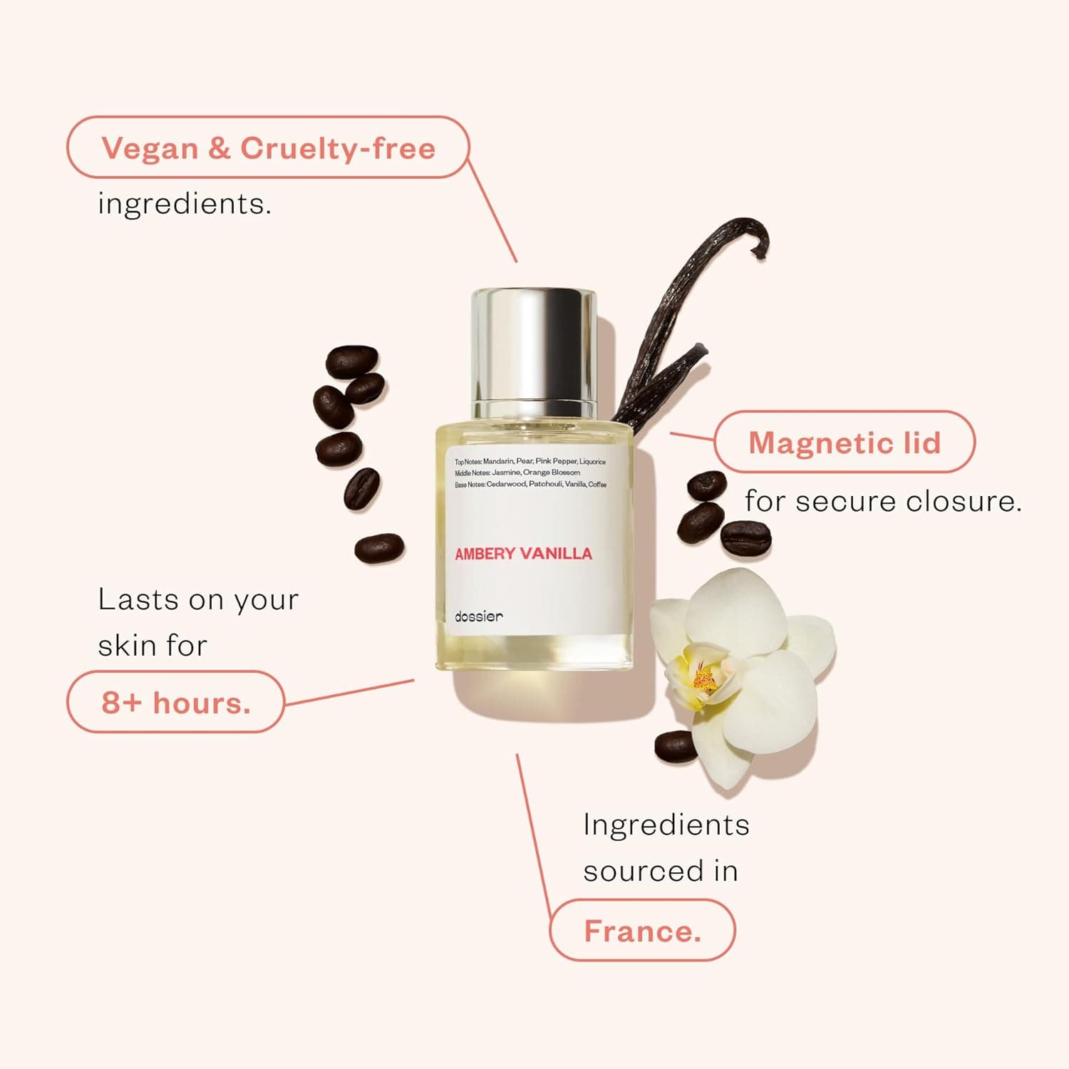 Dossier - Ambery Vanilla 1.7Oz (50ml) - Eau de Parfum - Inspired by Y S.L's B.lack O.pium - Long-lasting Fragrance - Feminine - Image 4