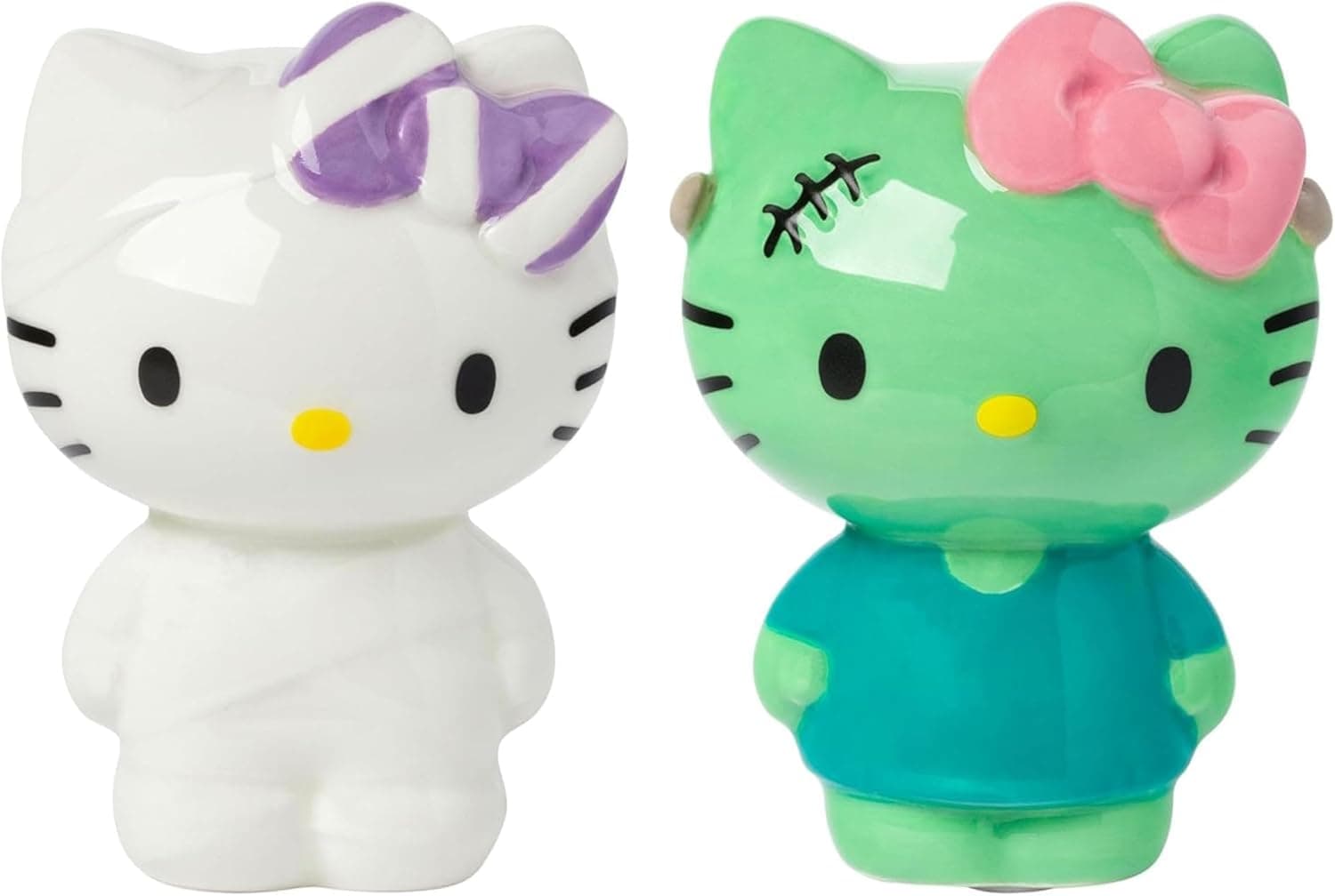 Silver Buffalo Sanrio Hello Kitty Halloween Ceramic Salt and Pepper Shaker Set, 5” L x 2” W x 3.5” H Sanrio Hello Kitty Christmas - Image 2