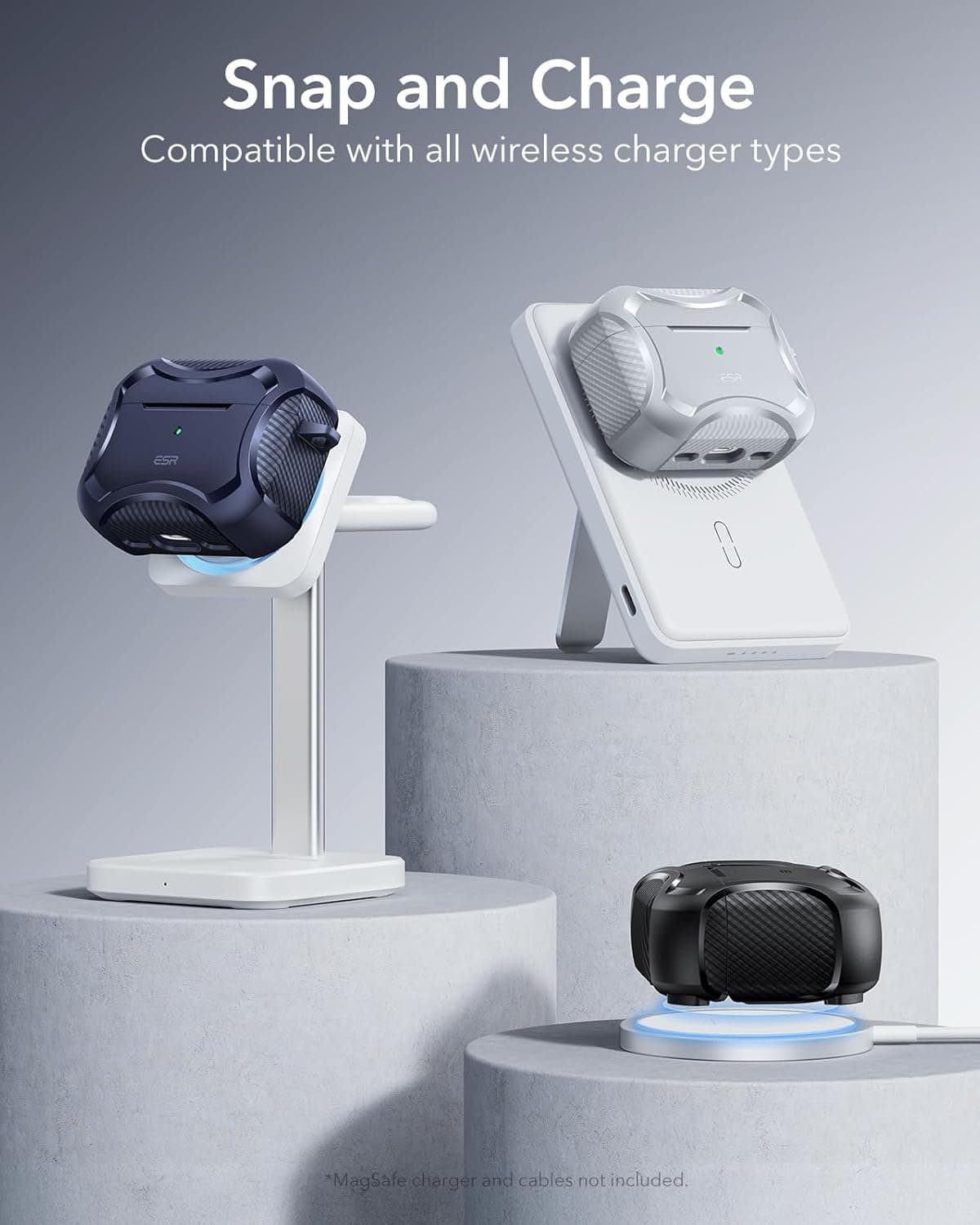 ESR for AirPods Pro 3 Case (2025), Compatible with Airpods Pro 3rd Generation Case (USB-C Cable), Magnetic Lid, MagSafe Ready, Powerful Drop Protection, Cyber Series, Black Black AirPods Pro 3 Case - Image 7