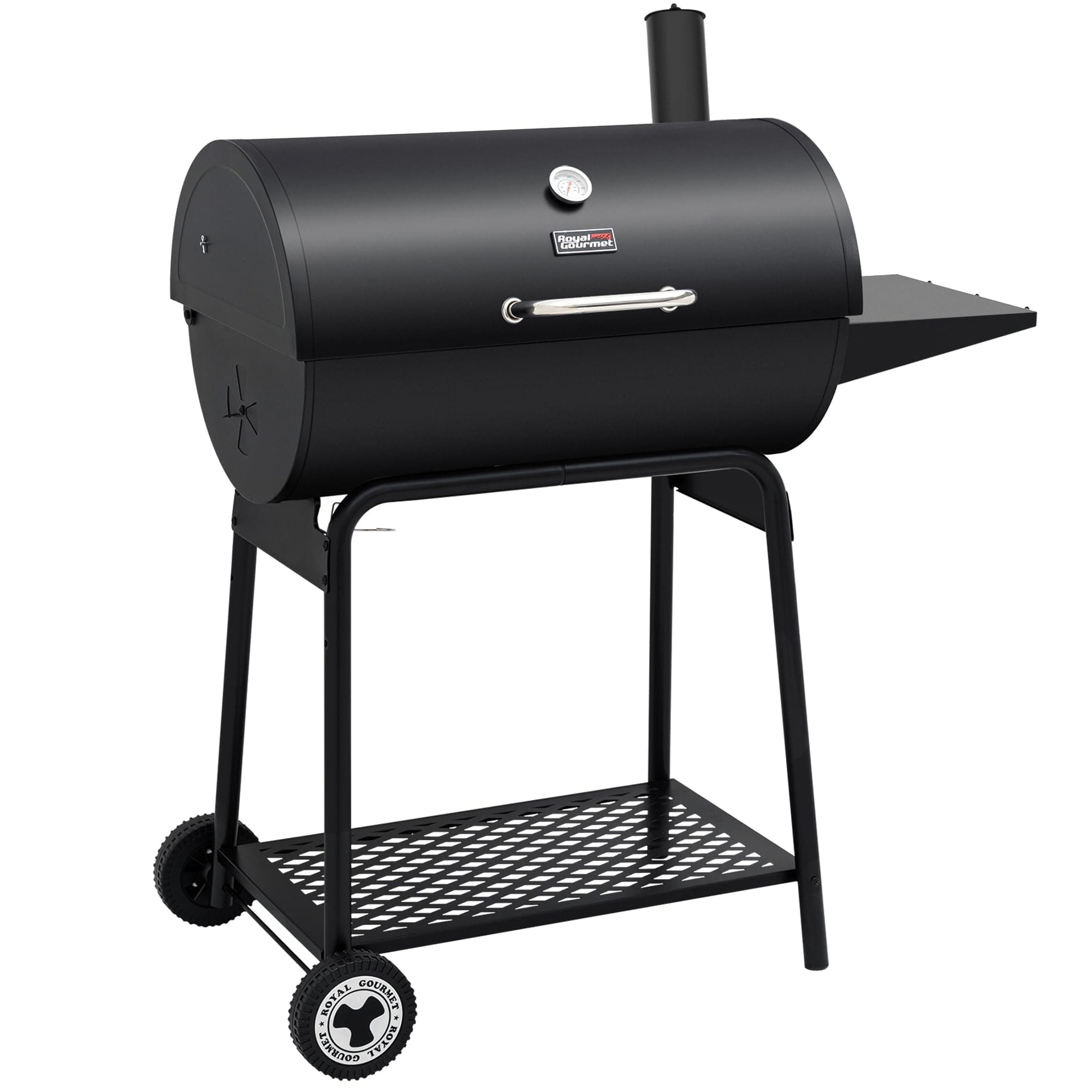 Royal Gourmet CC1830 30 Inch Barrel Charcoal Grill with Warming Rack, Outdoor BBQ Grill with 627 Sq. In. Grilling Space for Backyard, Patio and Parties, Black