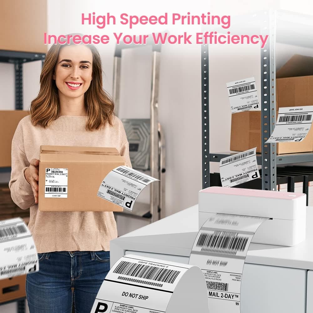 Phomemo Bluetooth Thermal Label Printer, 241BT 4X6 Wireless Shipping Labels Printer for Small Business, Pink Label Printers for Shipping Package, Compatible with iPhone, Android, Amazon, Shopify, USPS - Image 7