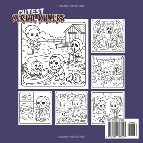 Cutest Serial Killers: A Kawaii Horror Coloring Book for Adults Relaxation, Featuring 40 Disturbingly Cute Killers in Cozy Crime Scenes – Perfect for Fans of Dark Humor and Twisted Fun - Image 2