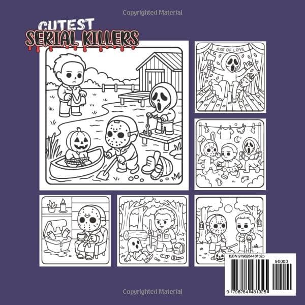 Cutest Serial Killers: A Kawaii Horror Coloring Book for Adults Relaxation, Featuring 40 Disturbingly Cute Killers in Cozy Crime Scenes – Perfect for Fans of Dark Humor and Twisted Fun - Image 3
