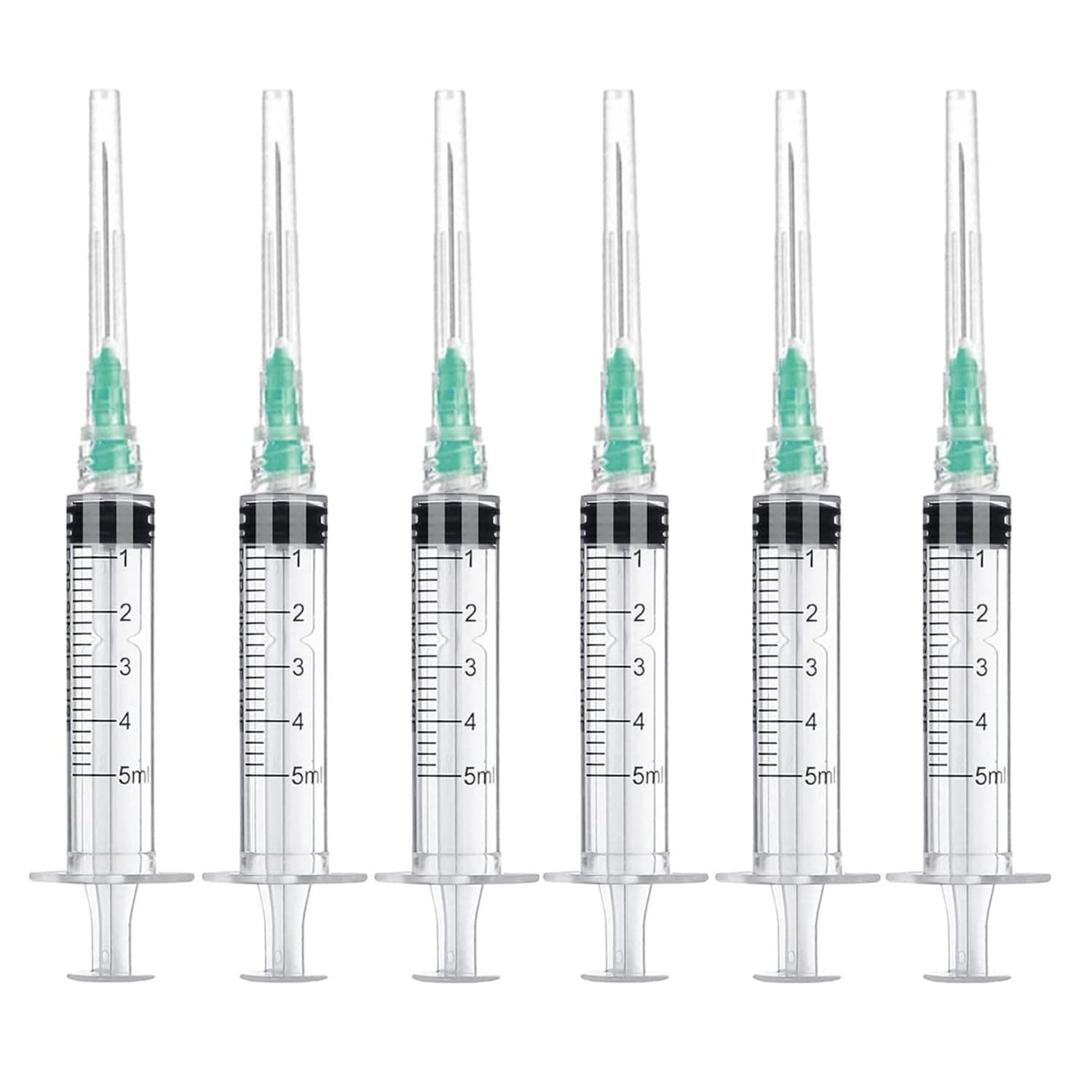 10 Pack 5ml/cc Disposable Luer Lock Lab Syringes with 21Ga 1.5 Inch Needle , Individually Sealed Packed 5ml 10.0