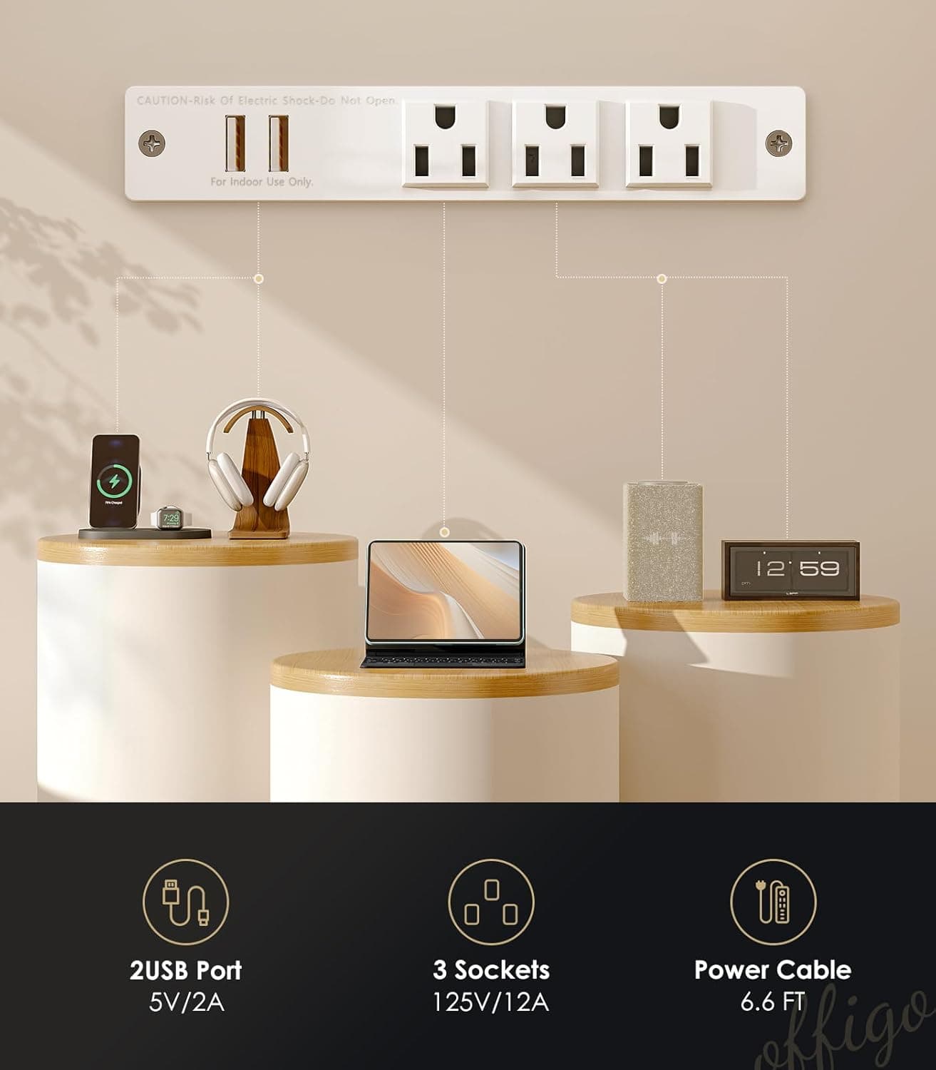 OffiGo Electric Standing Desk with Drawers, 55 Inch Height Adjustable Desk with Power Outlets & LED Lights, Sit Stand Table with Monitor Stand for Home, Office, Workstation, White White 55 Inch - Image 6