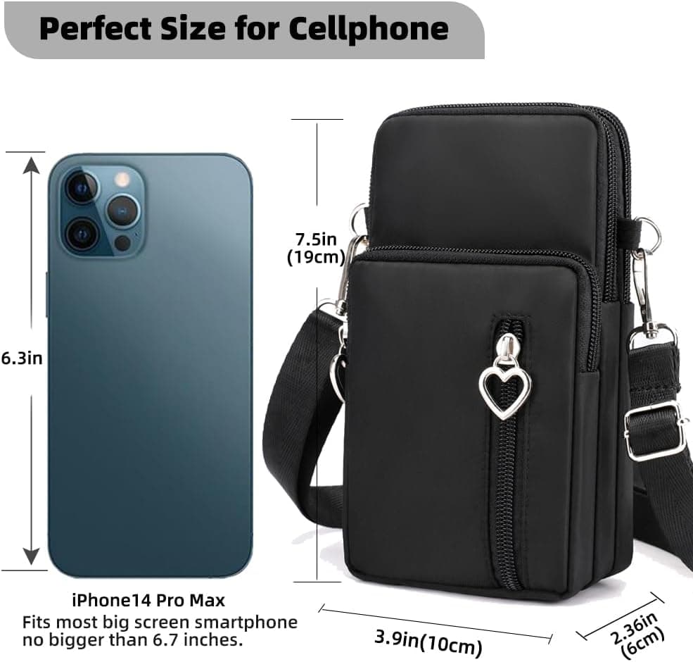 JANKS Small Crossbody Bag for Women - Mini Phone Purses with Crossbody Strap and Wallet - Nylon Arm Bag A-black - Image 3