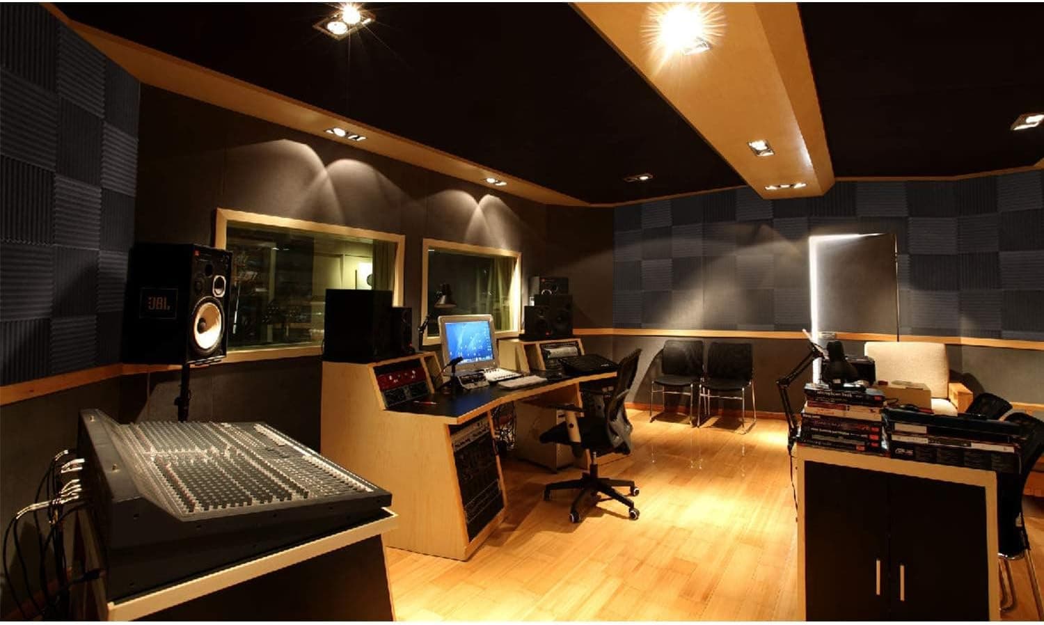 Focusound 52 Paquete de Paneles Acústicos de Espuma 1" x 12" x 12" Paneles de Espuma Aislantes de Sonido Paneles en Cuña para Oficina en Casa Estudio de Grabación con 300PCS Adhesivo Doble Cara - Image 6