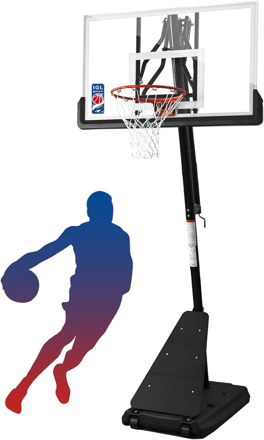 IGL Basketball Hoop Outdoor with 52 Inch Shatterproof Backboard, 10FT Height Portable Basketball Hoop Outdoor, Adjustable Basketball Goal System Black - Image 2