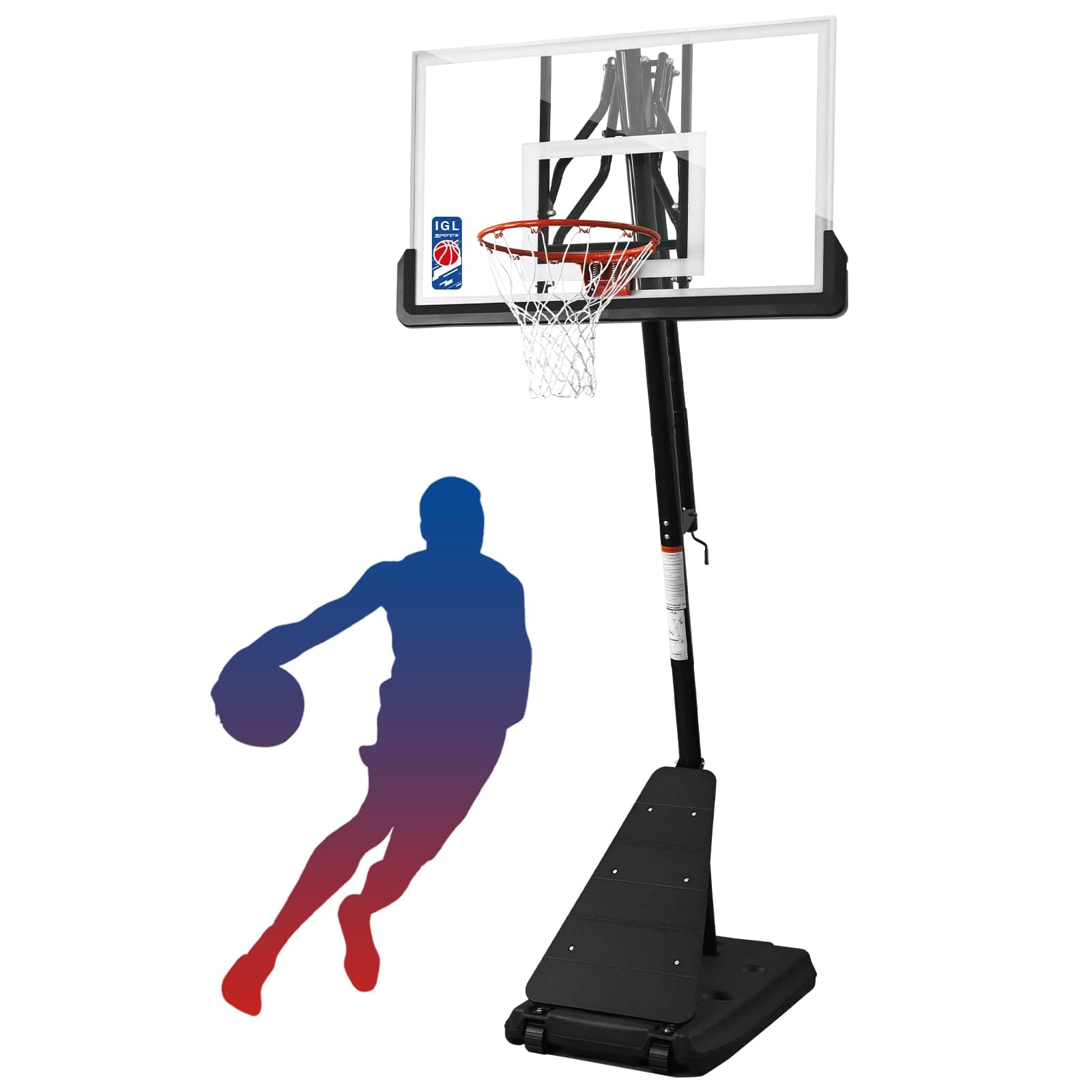IGL Basketball Hoop Outdoor with 52 Inch Shatterproof Backboard, 10FT Height Portable Basketball Hoop Outdoor, Adjustable Basketball Goal System Black