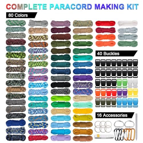 WEREWOLVES Paracord 550 Combo Crafting Kits with Instruction- 80 Colors 10ft Multifunction Paracord Ropes and Complete Accessories for Making Paracord Bracelets, Lanyards, Dog Colla (Forest) - Image 2