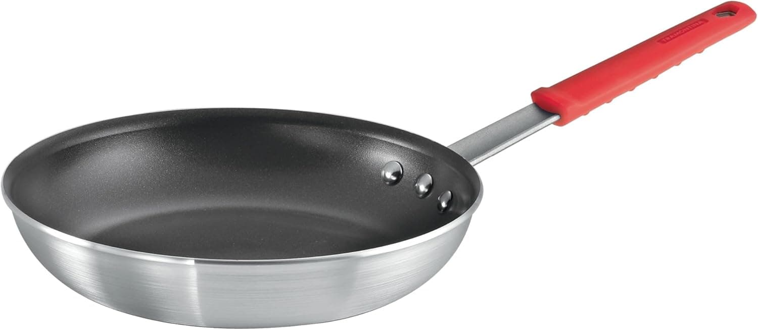 Tramontina Professional 10-Inch Non Stick Frying Pan, Heavy-Gauge Aluminum Skillet with Reinforced Nonstick Coating, Red Handle, Dishwasher and Oven Safe Nonstick (Red handle) 10 Inch - Image 2