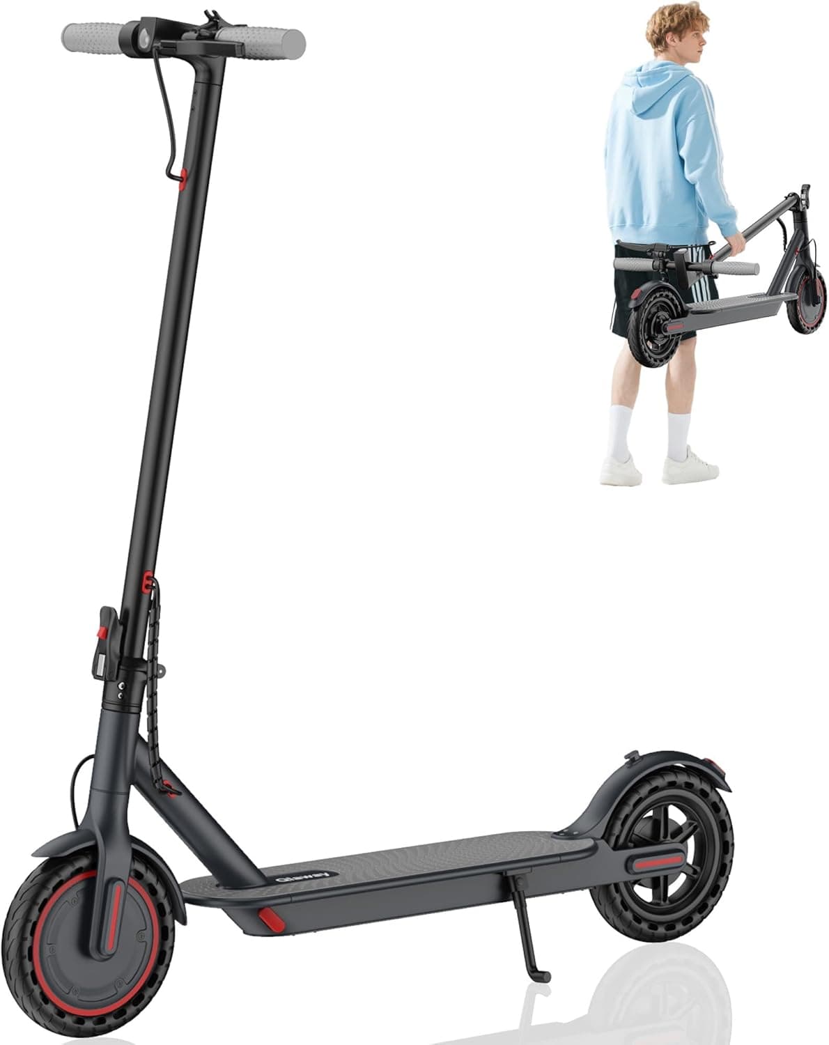 Electric Scooter for Adults, 350W/500W Motor, 16-22 Miles Range, 8.5"/10" Solid Tires, Dual Braking & Suspension, Folding Portable Commuting E-Scooter with App 8.5"-5.2Ah-350W - Image 2