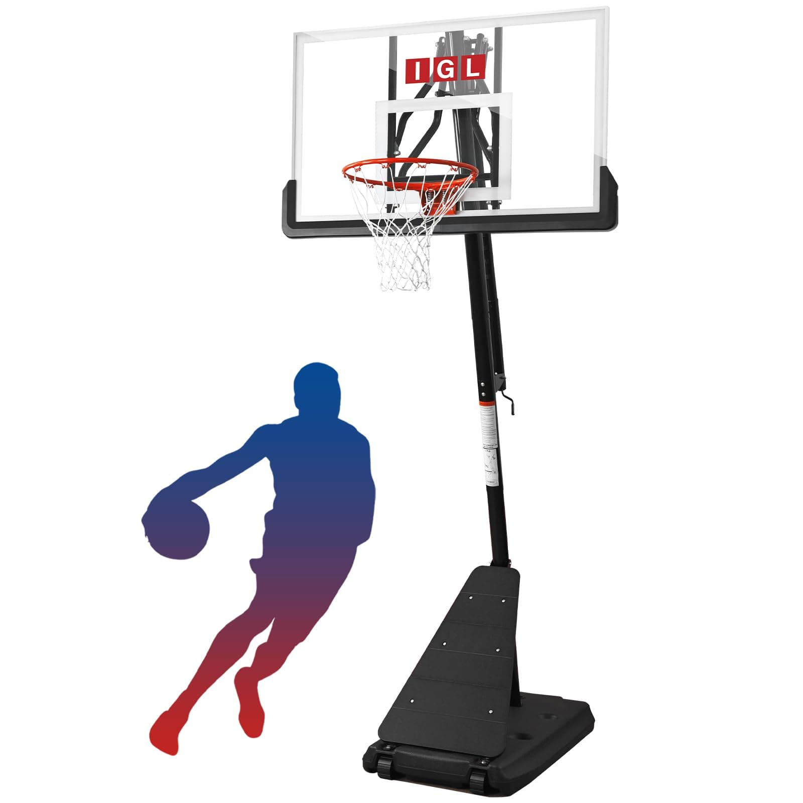 IGL Basketball Hoop Outdoor with 52 Inch Shatterproof Backboard, 10FT Height Portable Basketball Hoop Outdoor, Adjustable Basketball Goal System Black