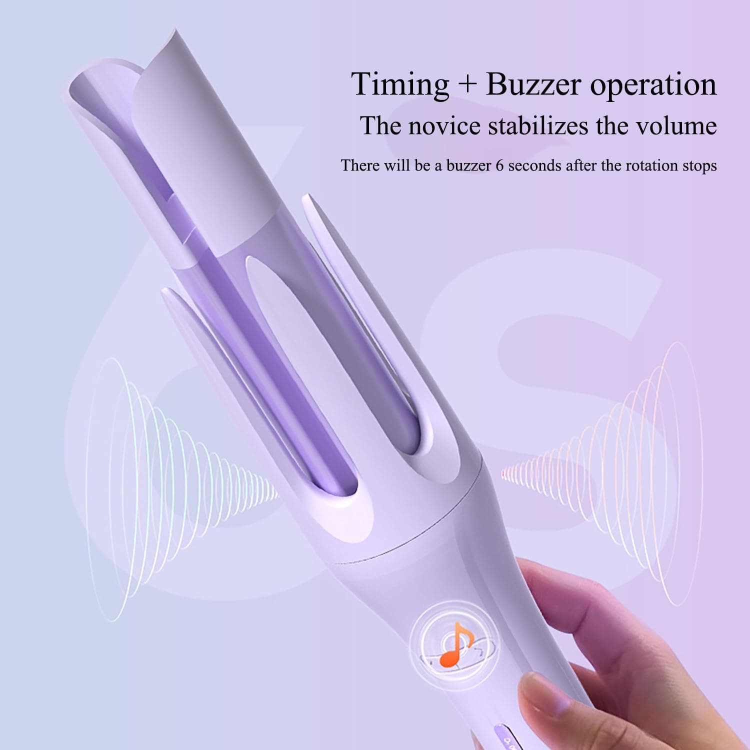 Automatic Hair Curler, 4 Temperature & 3 Timer Settings, Auto Shut-Off, Anti-Scald, Rotating Curling Wand Purple - Image 3