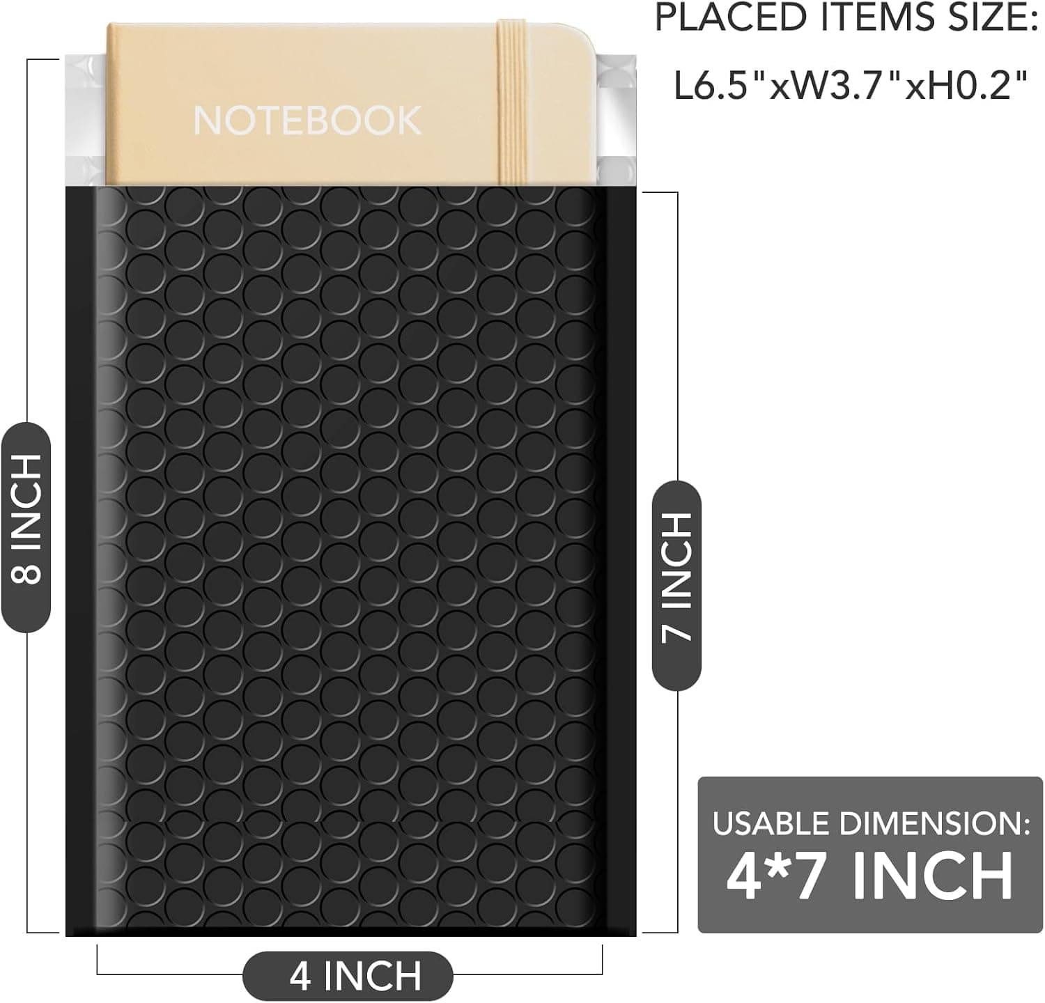 GSSUSA Black Bubble Mailers 4x8 Inches 50 Pack, Usable Size 4X7" Bubble Envelopes for Small Business, Padded Envelope, Shipping Mailers, Packaging Bags, Mailing Envelopes, Shipping Supplies Black 4x8 50PC - Image 3
