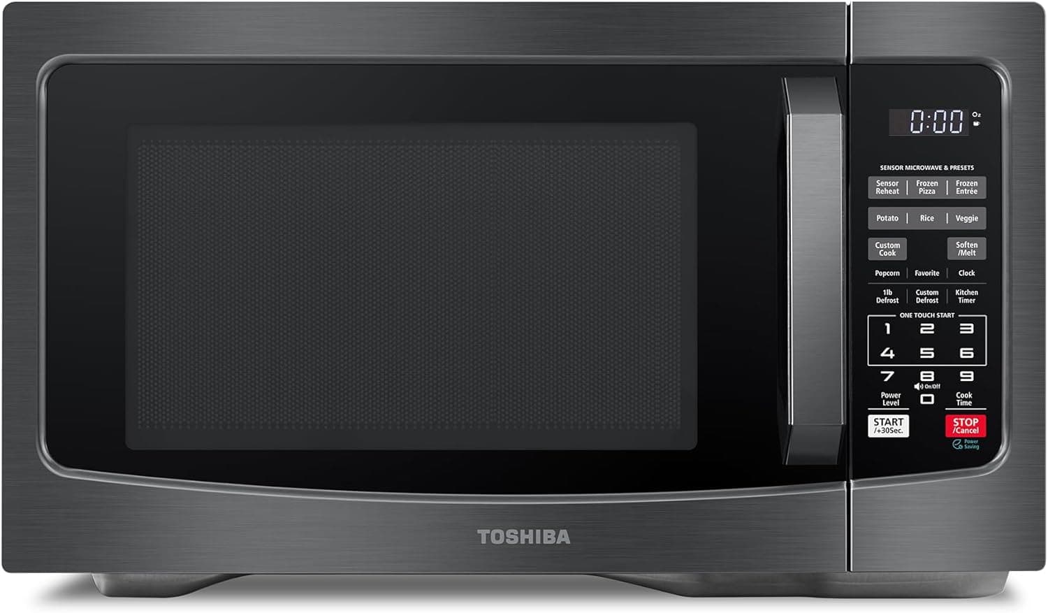 TOSHIBA EM131A5C-BS Countertop Microwave Ovens 1.2 Cu Ft, 12.4" Removable Turntable Smart Humidity Sensor 12 Auto Menus Mute Function ECO Mode Easy Clean Interior Black Color 1000W 1.2 Cu.Ft.-Black - Image 2
