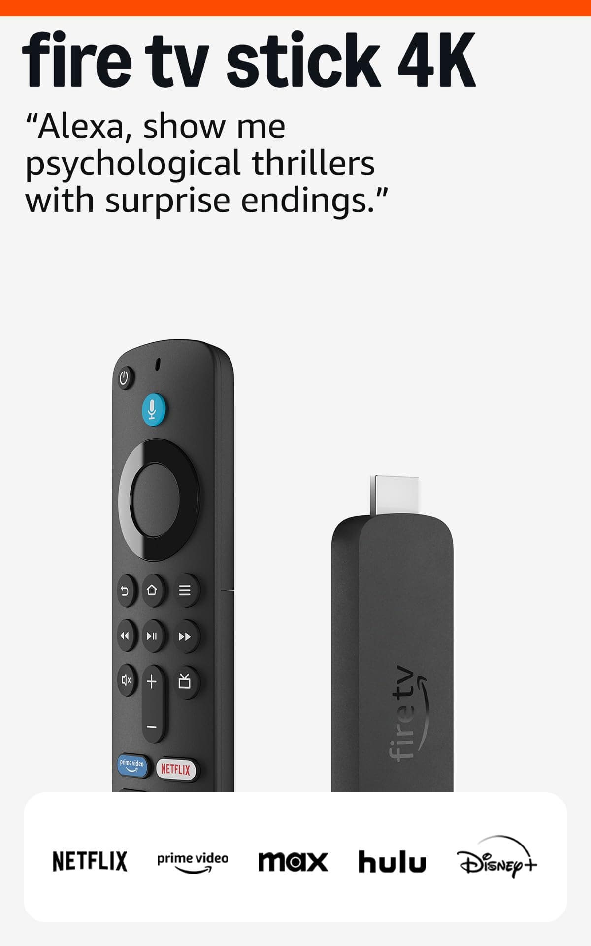 Amazon Fire TV Stick 4K (newest model) with AI-powered Fire TV Search, Wi-Fi 6, stream over 1.8 million movies and shows, free & live TV
