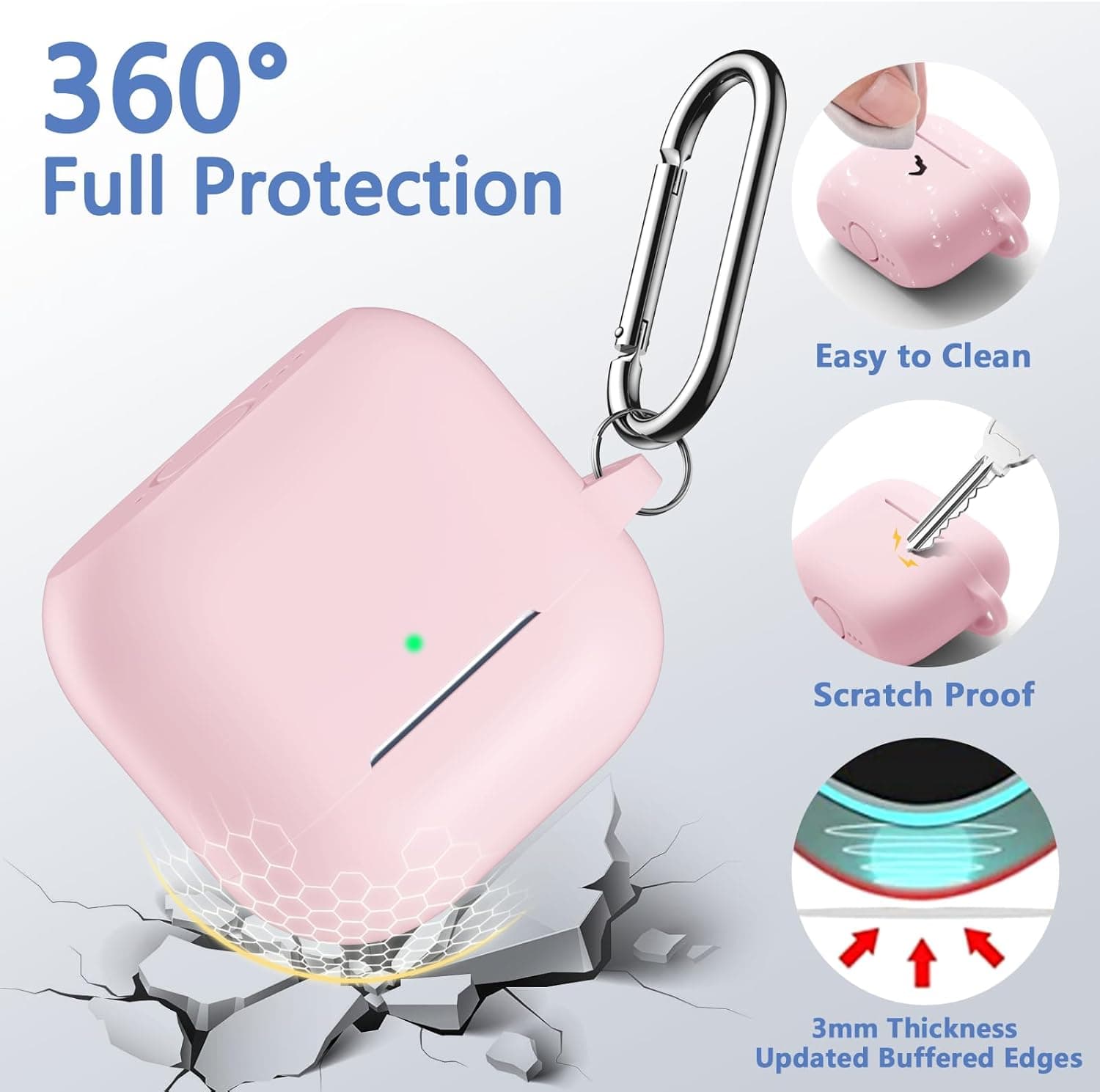 for Airpods 4th Generation Case Cover(2024),Soft Silicone Full Protective Case for AirPods 4 Case with Keychain & Cleaner Kit,Compatible with Apple Airpods 4 for Women,Men（Lightpink） - Image 3