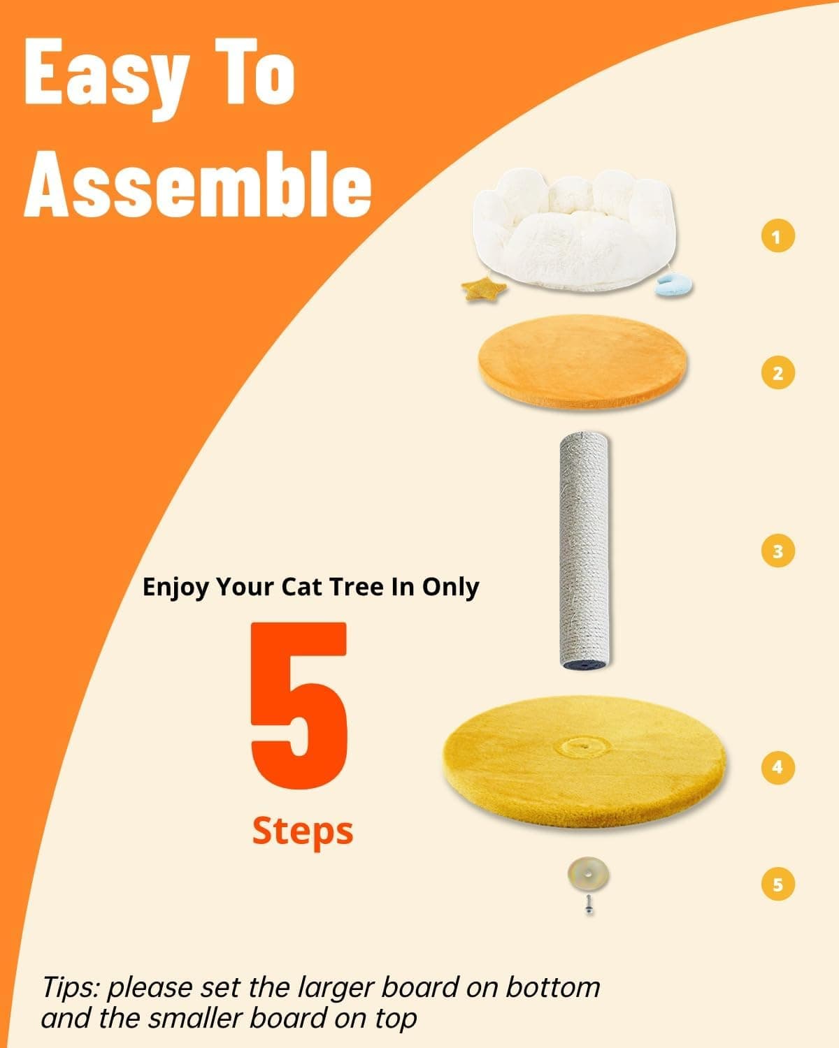 Happi N Pets Cloud Cat Tree, Cat Scratching Post with Bed, Small Cat Tree for Kittens, Cat Scratch Post with Cloud-Shaped Soft Perch & Cute Toys, Removeable Cover, Bonus Catnip 22" - Image 7