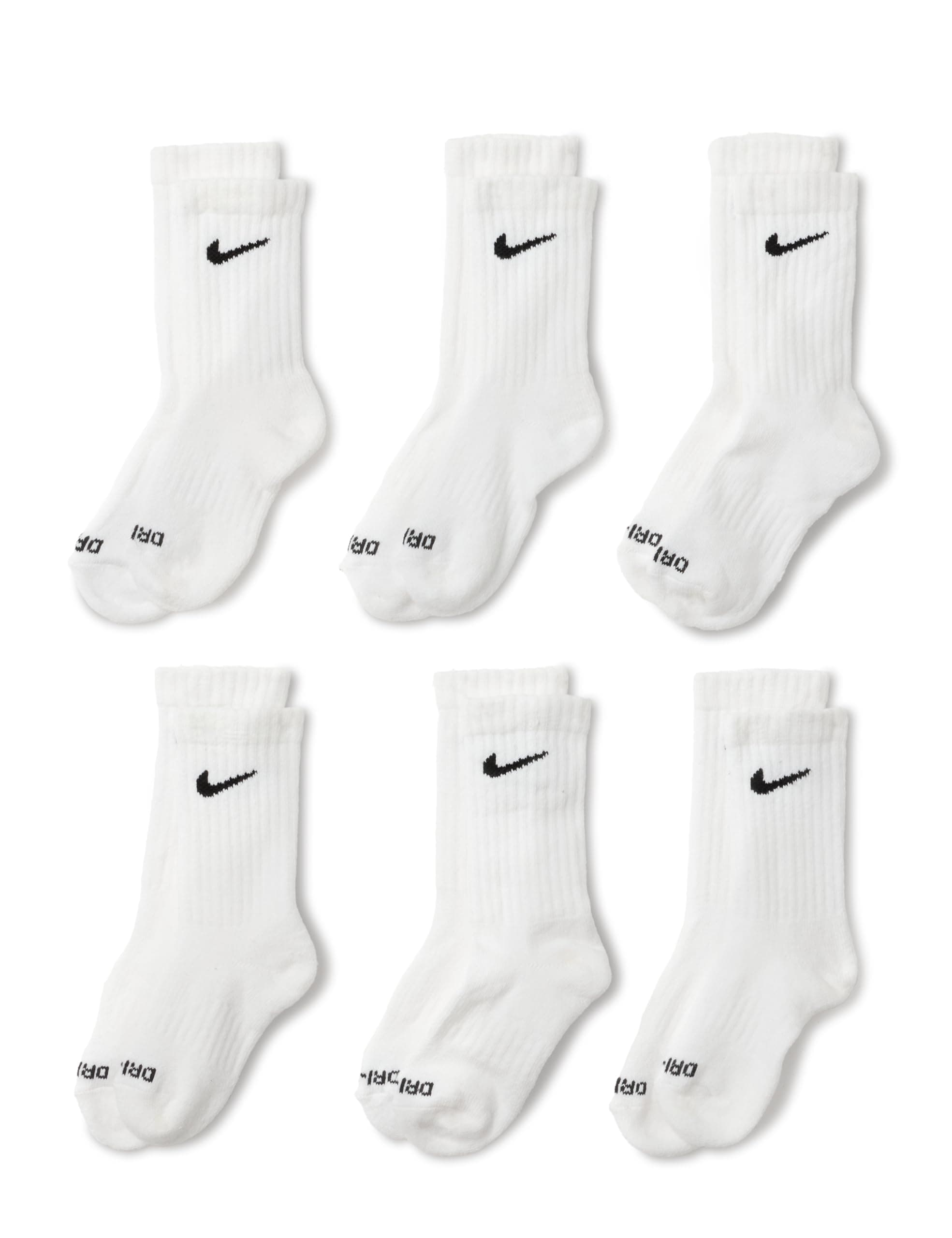 Nike Kids' 6-Pack Performance Socks Crew X-Small White