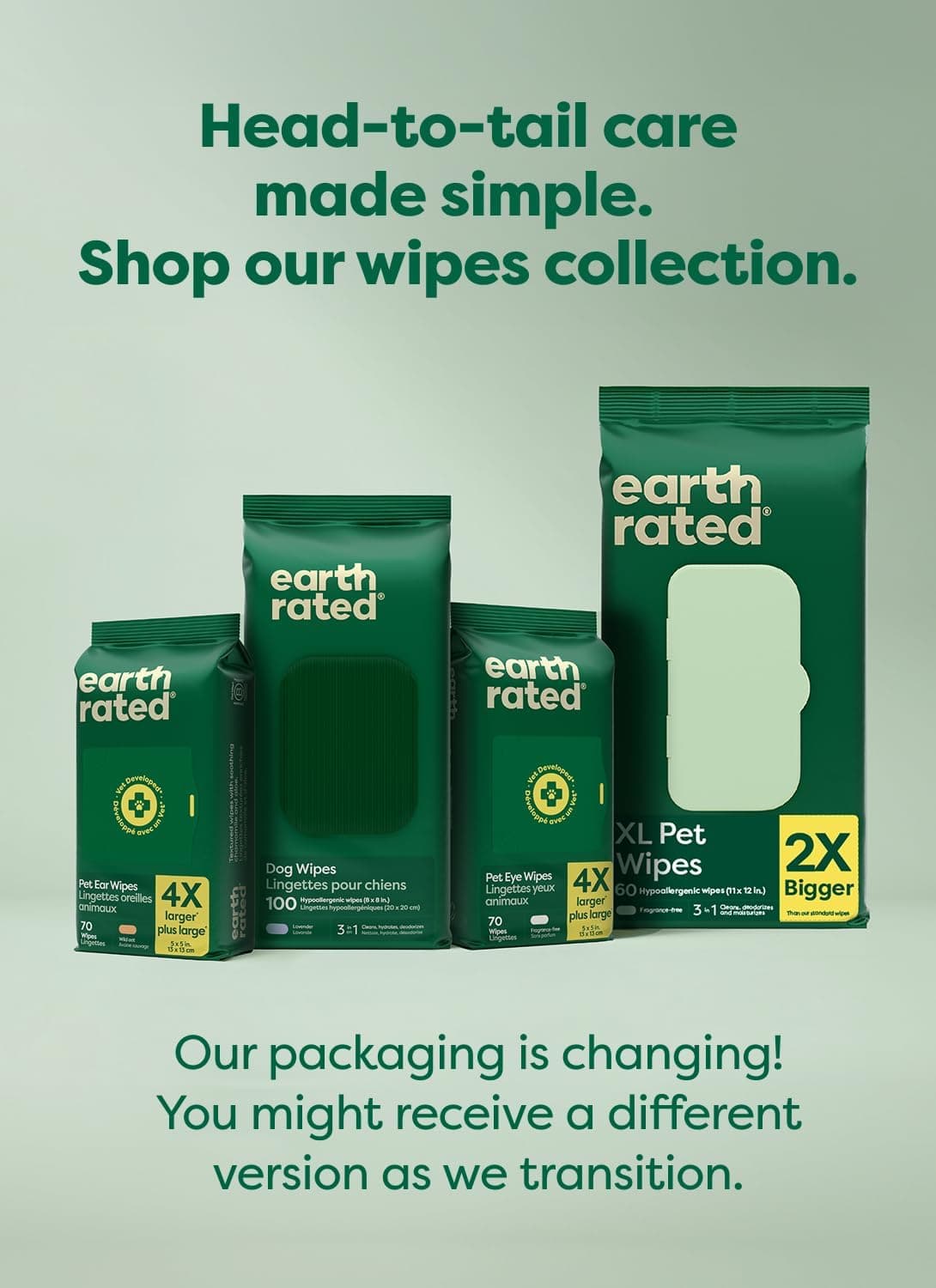 Earth Rated Pet Wipes for Dogs and Cats, Hypoallergenic, Cleaning and Hydrating, for Grooming Paws, Body and Butt, Unscented, 100 Count 100 Grooming Wipes Unscented - Image 10