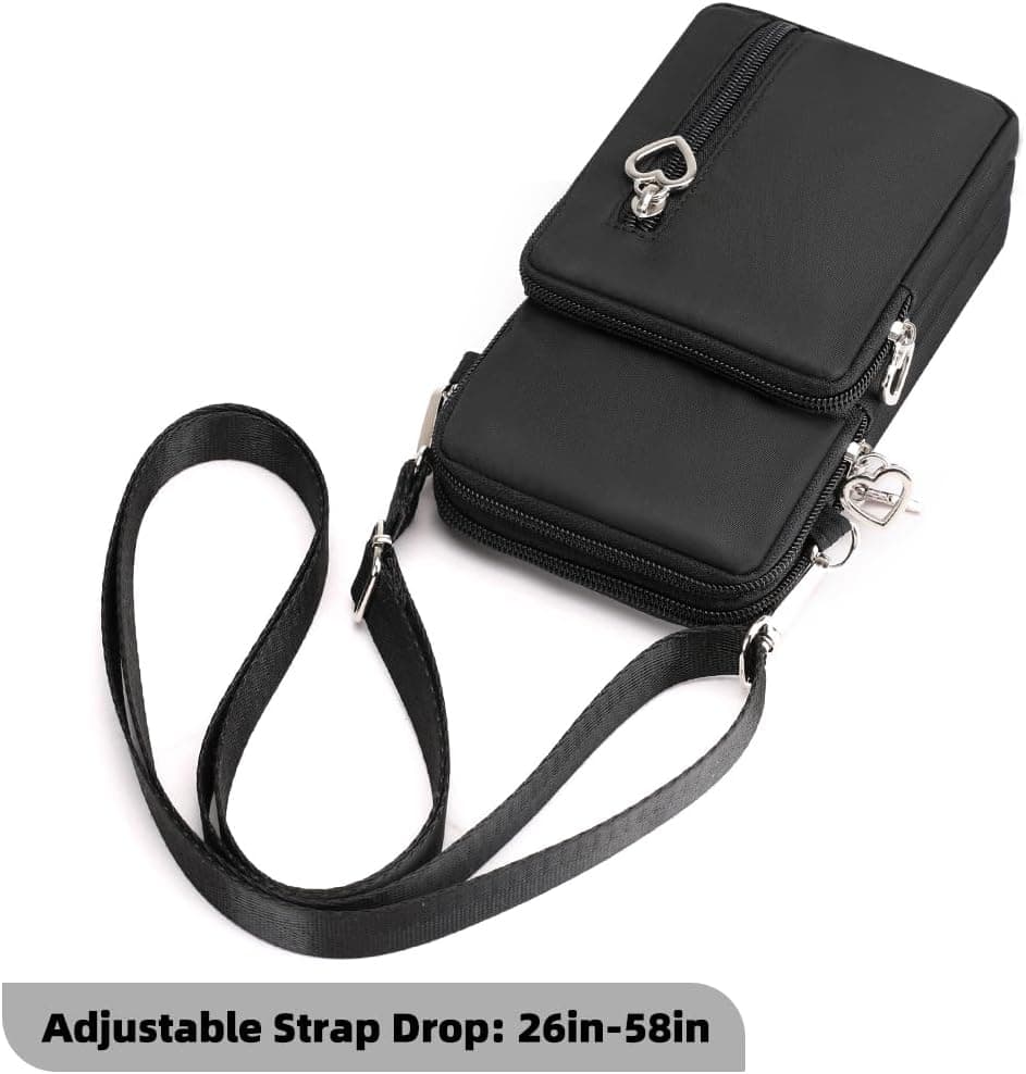 JANKS Small Crossbody Bag for Women - Mini Phone Purses with Crossbody Strap and Wallet - Nylon Arm Bag A-black - Image 4