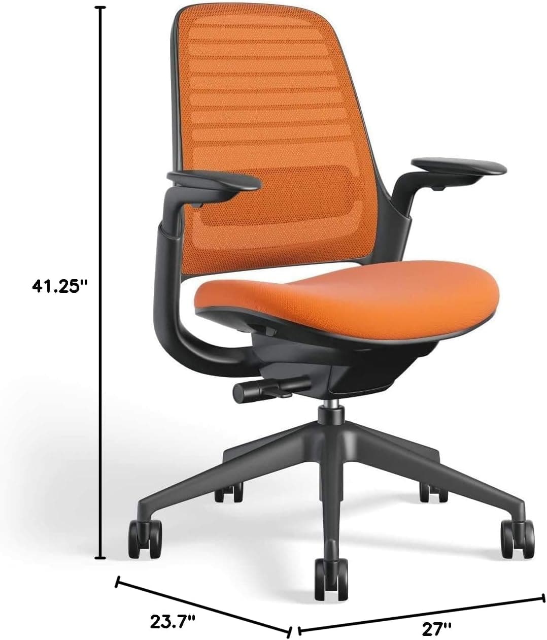 Steelcase Series 1 Office Chair - Ergonomic Work Chair with Wheels for Hard Flooring - Helps Support Productivity - Weight-Activated Controls, Back & Arm Support - Easy Assembly - Tangerine Tangerine Hard Floor Casters Chair - Image 4