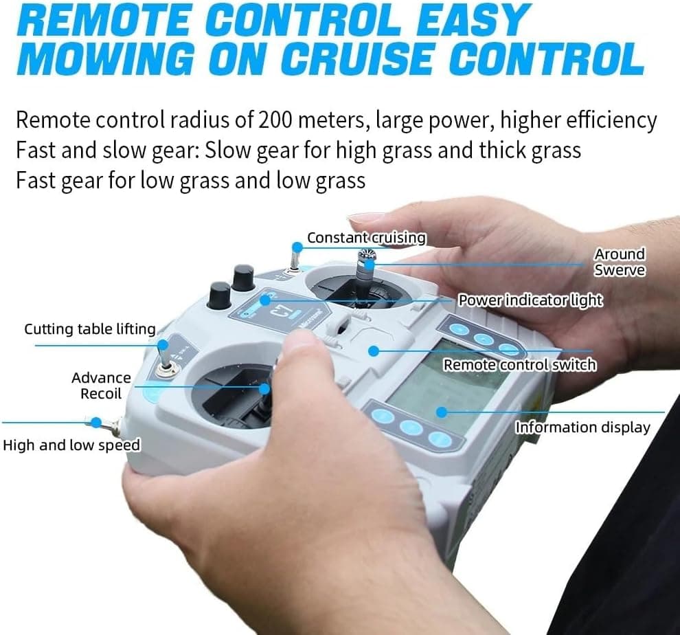 300lbs Remote Control Lawn Mower with 9Hp Four Stroke Gasoline Engine, Manganese Steel Blade, Adjustable Cutting Height and Speed, All Terrain Grass Cutter Yard Mower Remote Control (Orange) - Image 4