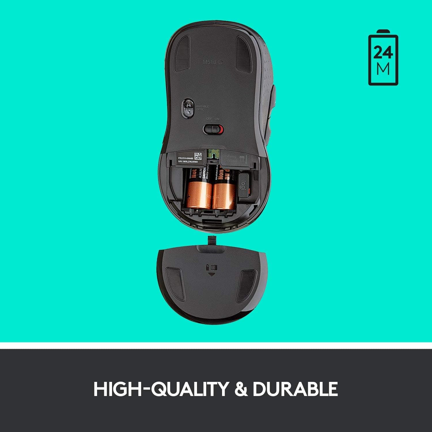 Logitech M510 Wireless Mouse, Mouse for Laptop and PC with USB Unifying Receiver, Programmable Buttons - Graphite - Image 7