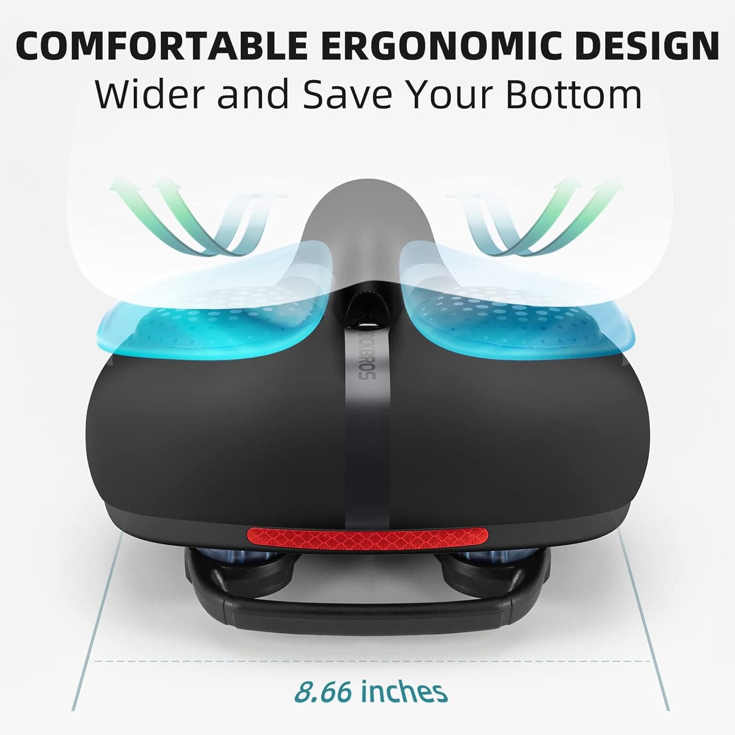 ROCKBROS Bike Seat for Men Women Comfort Wide Gel Bike Seat Replacement,Breathable Waterproof Padded Bicycle Saddle, Compatible with Cruiser/Mountain/Fat Bikes Black - Image 3